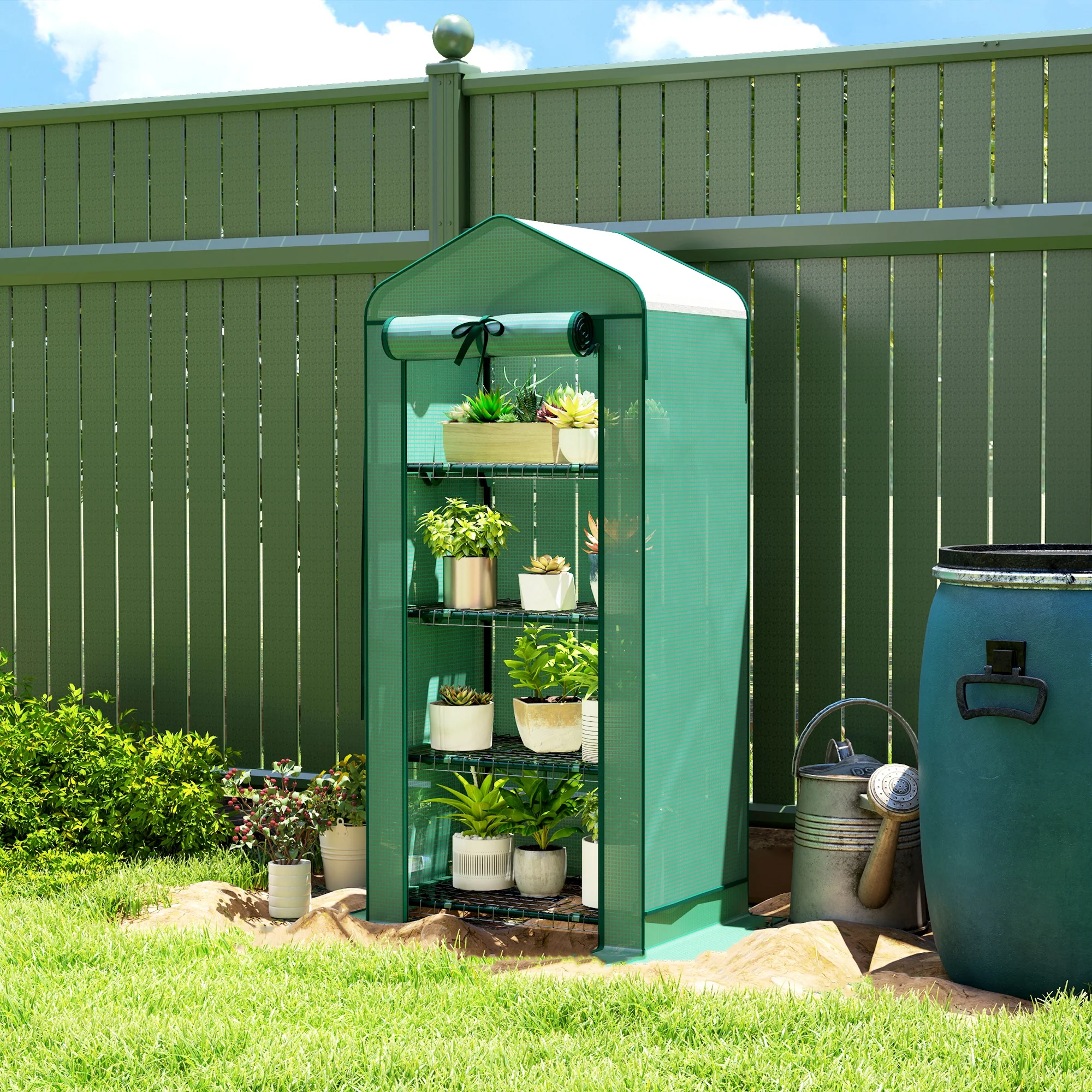 27.6" x 19.7" x 62.2 Mini Greenhouse with 4 Tier, for Garden Yard Backyard, Green - Image 4