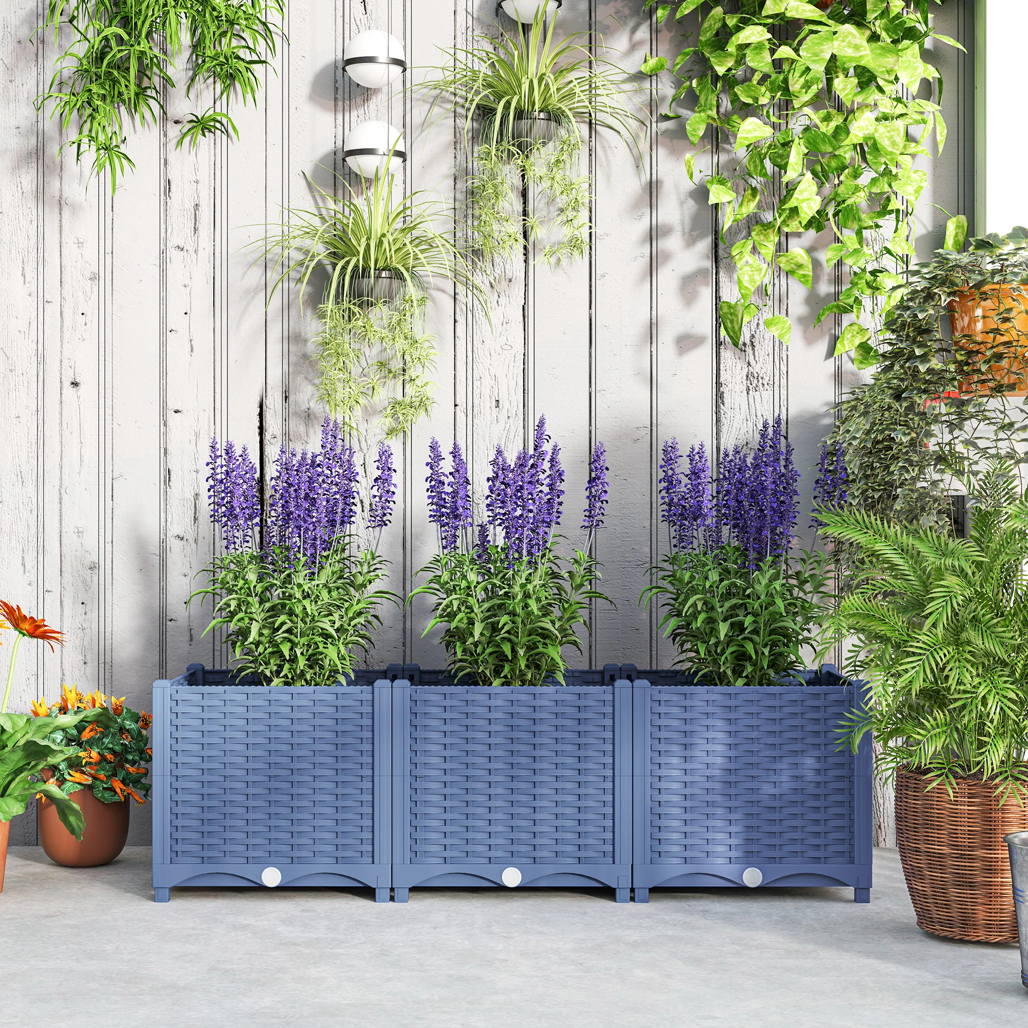 4 x 1 x 1 ft Raised Garden Bed, Indoor Outdoor Plastic Planter Box with Drainage Holes for Vegetables, Herbs, Flowers & Succulents, Blue - Image 10
