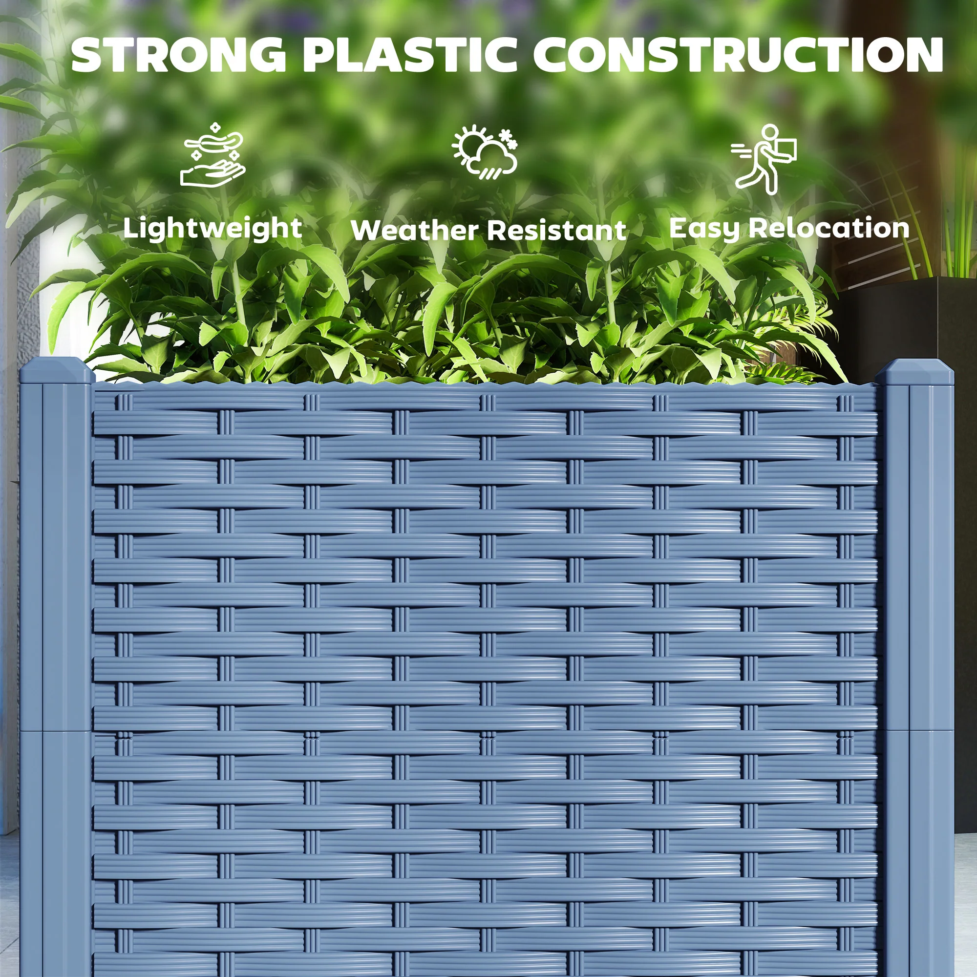 4 x 1 x 1 ft Raised Garden Bed, Indoor Outdoor Plastic Planter Box with Drainage Holes for Vegetables, Herbs, Flowers & Succulents, Blue - Image 7