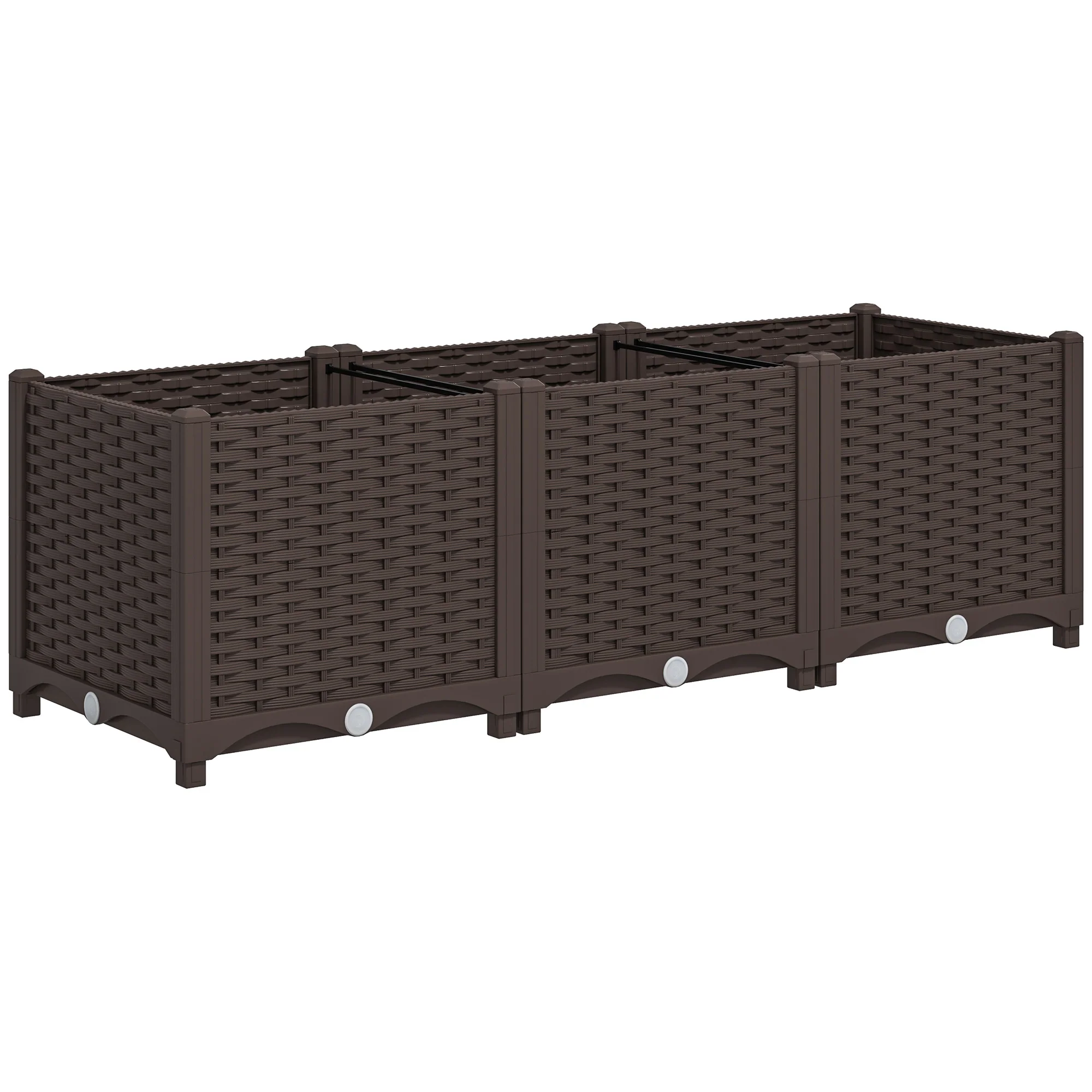 4 x 1 x 1 ft Raised Garden Bed, Indoor Outdoor Plastic Planter Box with Drainage Holes for Vegetables, Herbs, Flowers & Succulents, Brown - Image 12