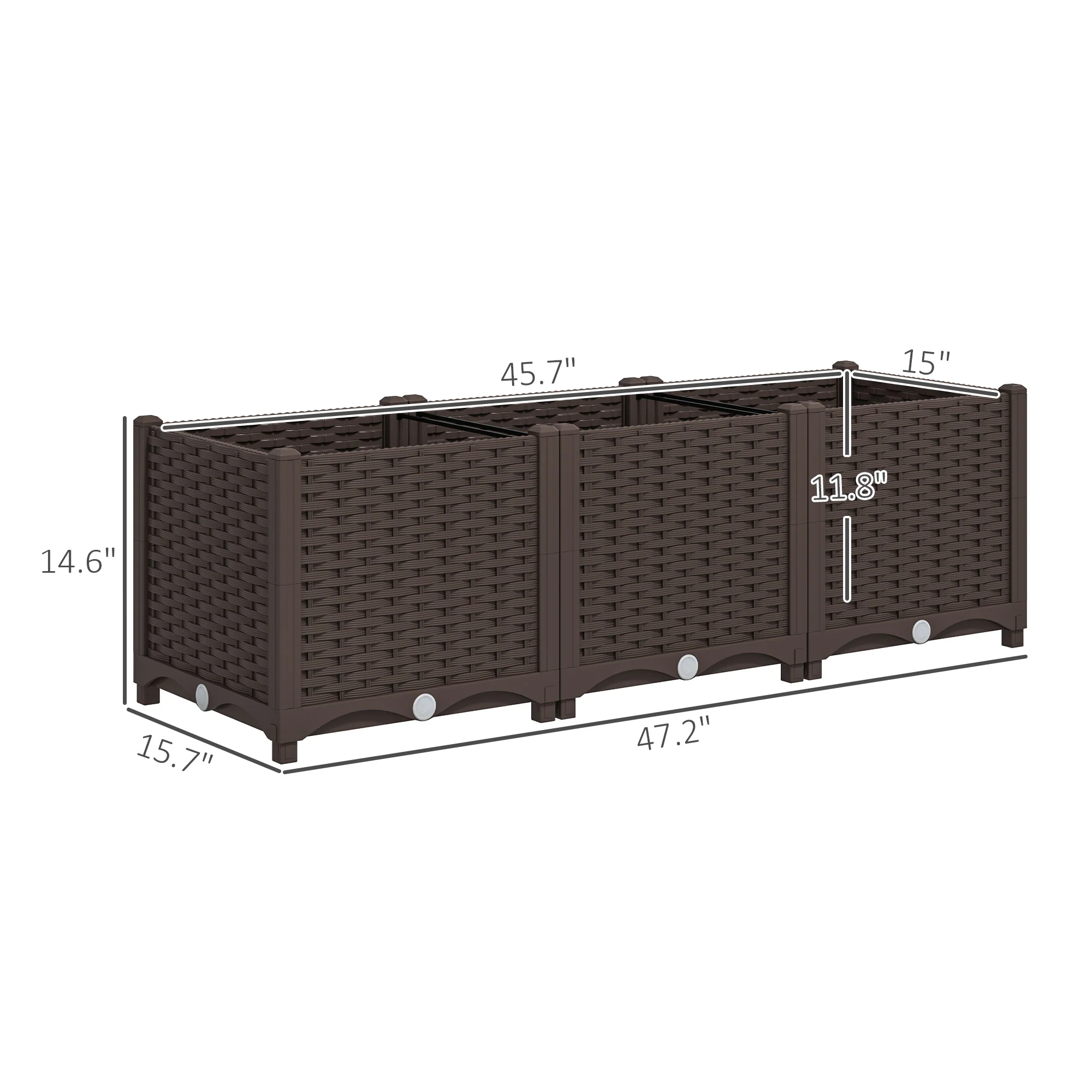 4 x 1 x 1 ft Raised Garden Bed, Indoor Outdoor Plastic Planter Box with Drainage Holes for Vegetables, Herbs, Flowers & Succulents, Brown - Image 5