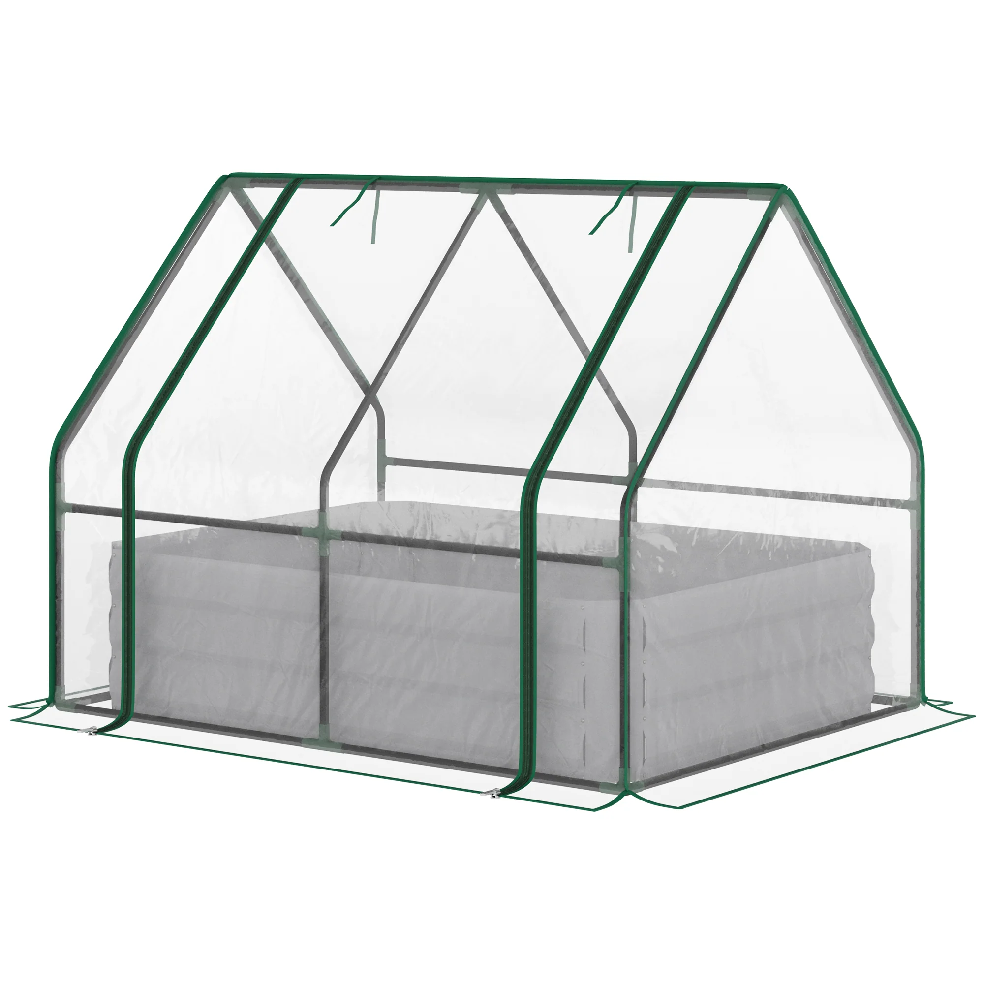 4' x 3' Galvanized Raised Garden Bed with PVC Greenhouse Cover, Outdoor Planter Box, Clear - Image 2