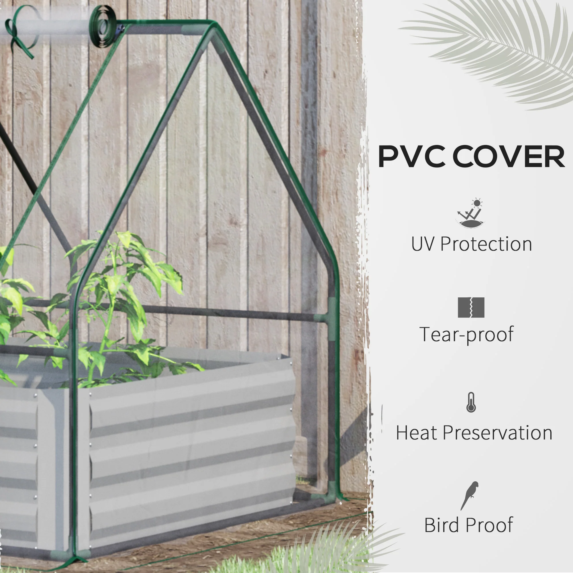 4' x 3' Galvanized Raised Garden Bed with PVC Greenhouse Cover, Outdoor Planter Box, Clear - Image 8