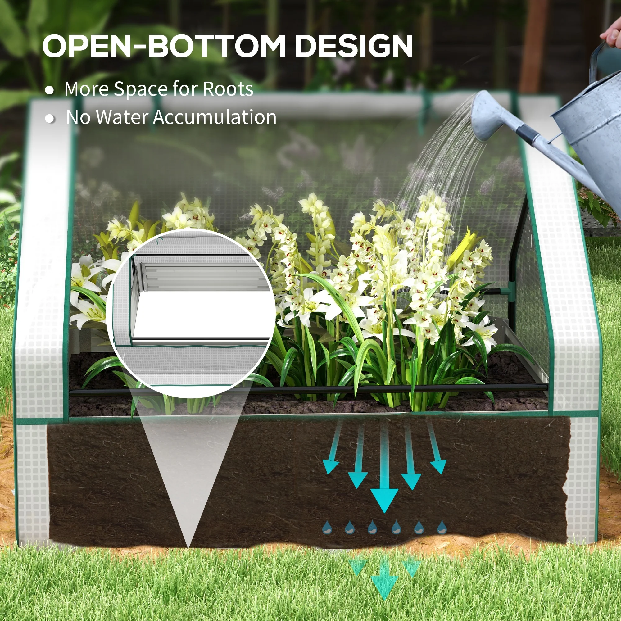 4 x 3 x 1ft Galvanized Raised Garden Bed with Cover, for Herbs and Vegetables, White and Brown - Image 8