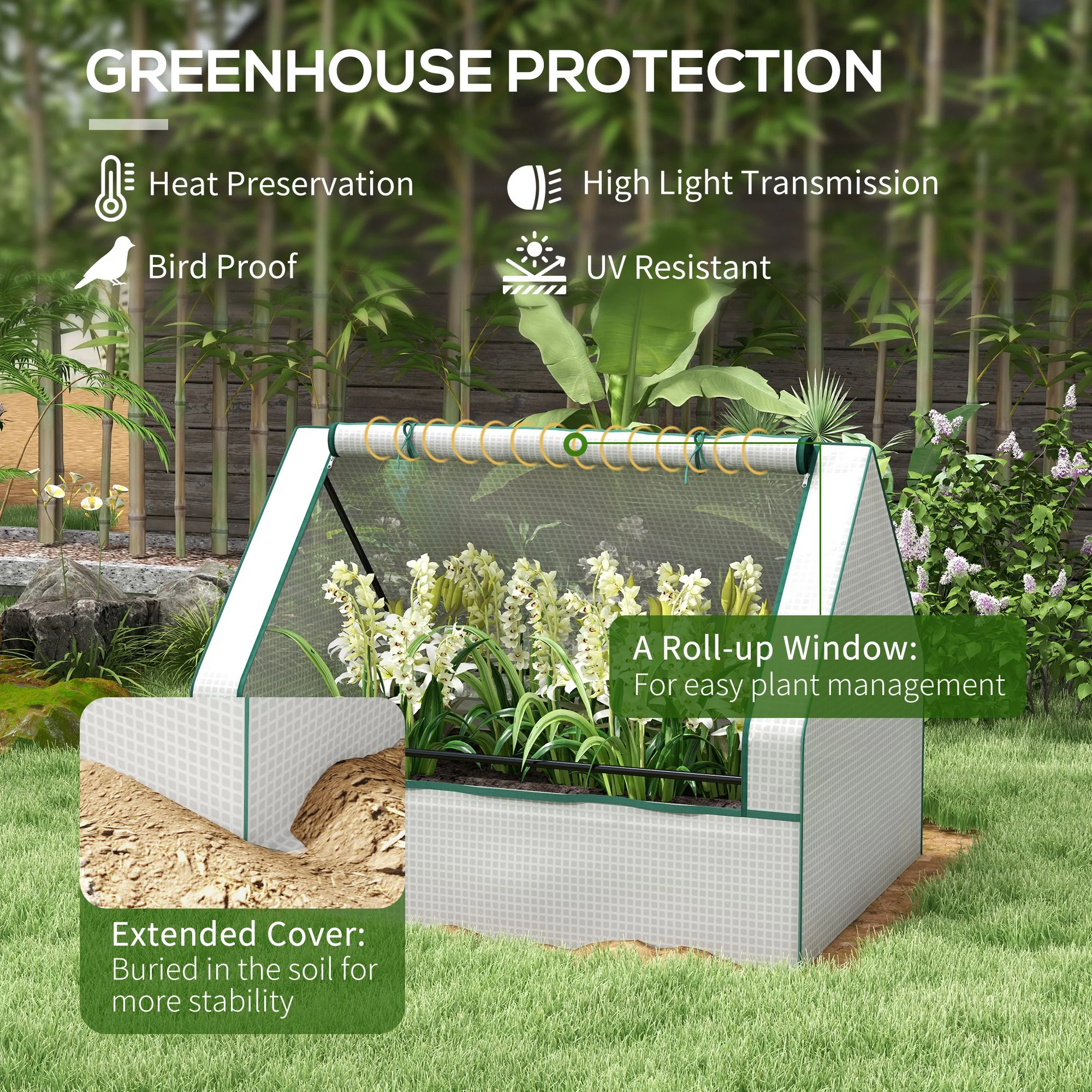 4 x 3 x 1ft Galvanized Raised Garden Bed with Cover, for Herbs and Vegetables, White and Silver - Image 7