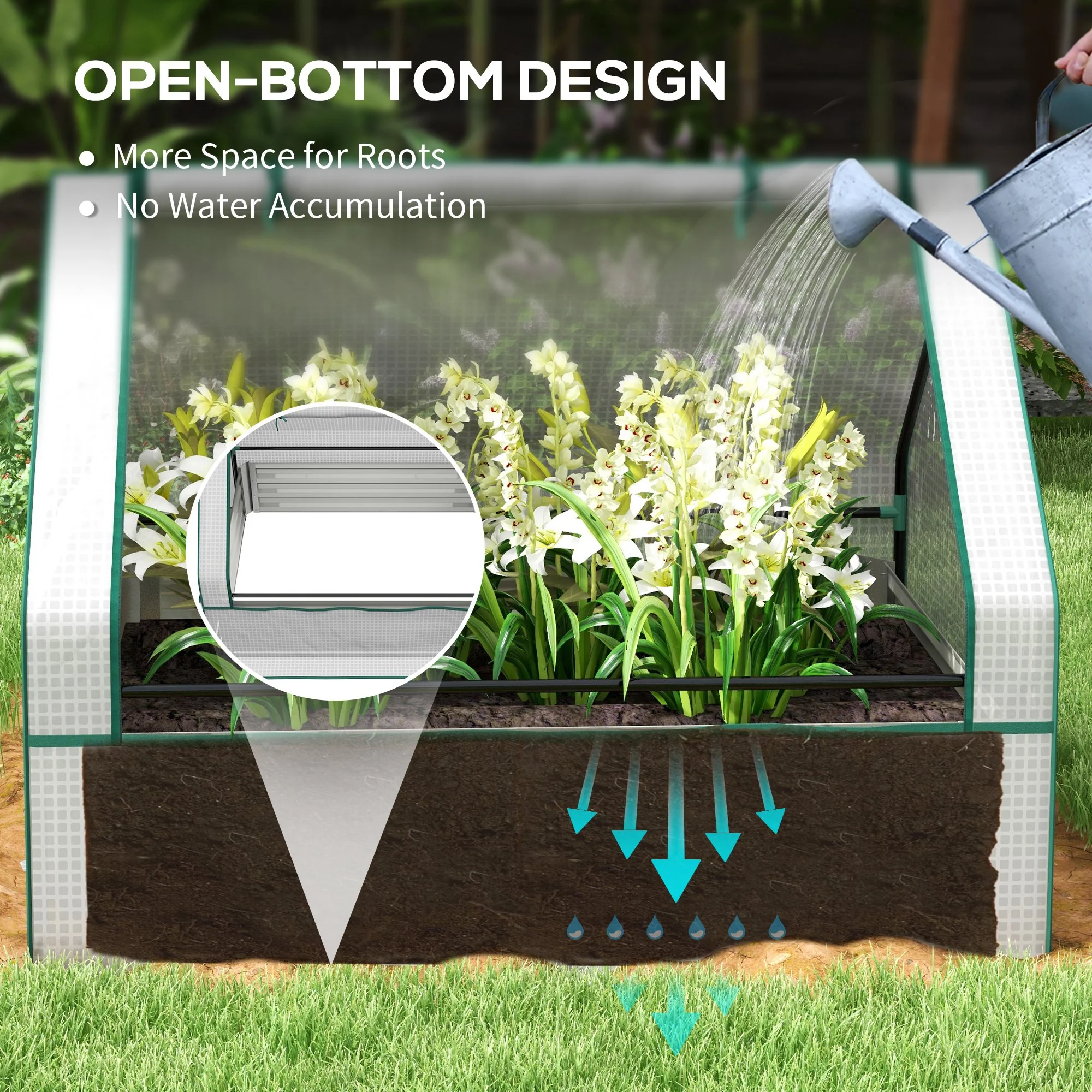 4 x 3 x 1ft Galvanized Raised Garden Bed with Cover, for Herbs and Vegetables, White and Silver - Image 8