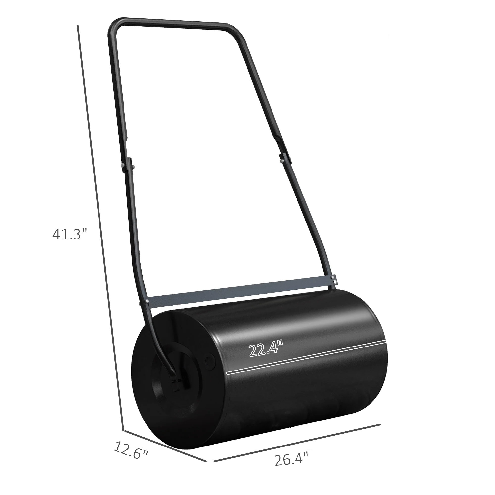 46L Lawn Roller, Push/Tow Behind Sod Roller with U Shaped Handle, Water Filled Yard Roller - Image 5