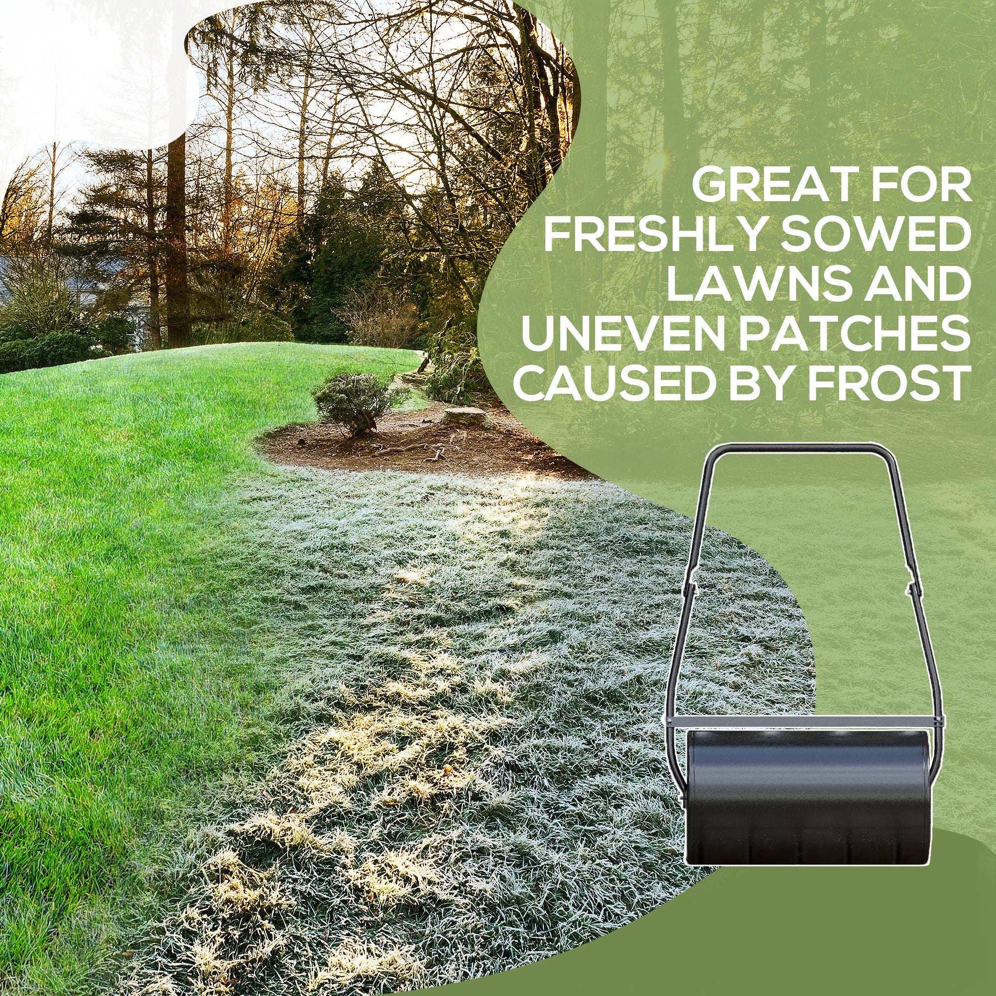 46L Lawn Roller, Push/Tow Behind Sod Roller with U Shaped Handle, Water Filled Yard Roller - Image 9