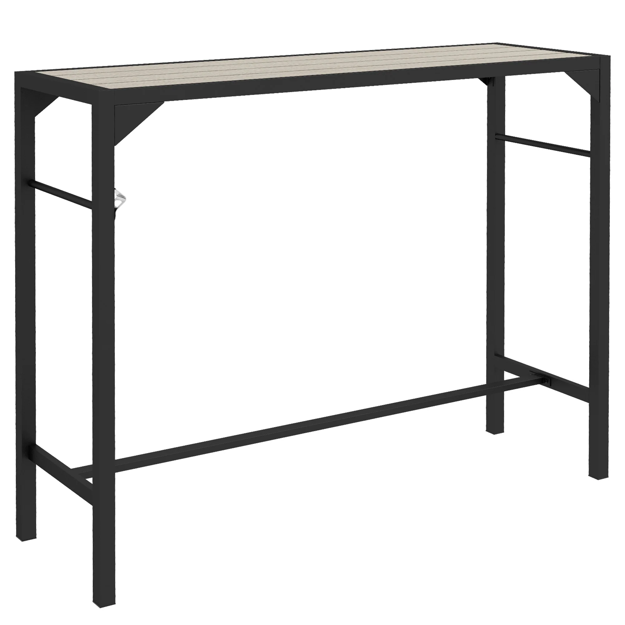 47" Outdoor Bar Table with Built-In Bottle Opener & Wood Grain Plastic Top - Image 12