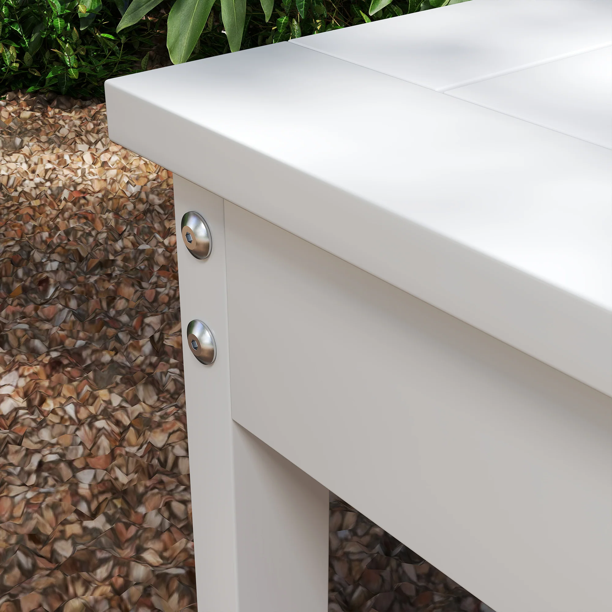 47" All-Weather HDPE Backless Bench with Slatted Seat, White - Image 11