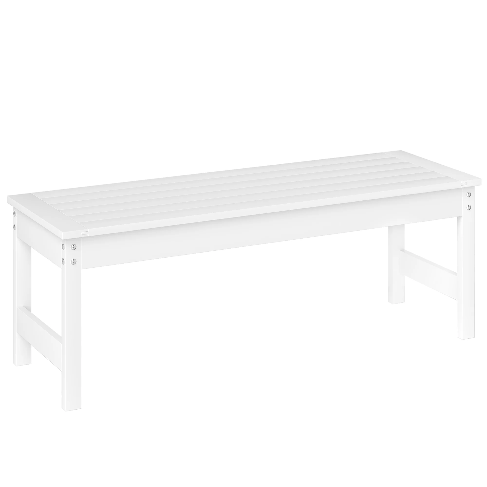47" All-Weather HDPE Backless Bench with Slatted Seat, White - Image 12