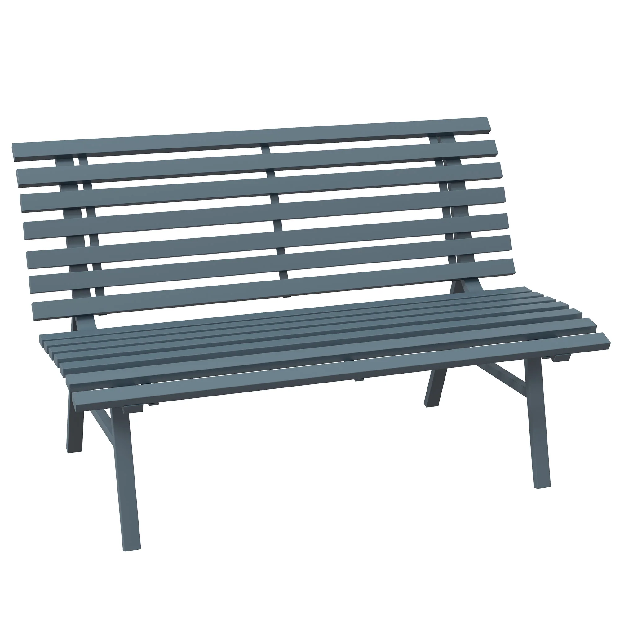 48.5" Lightweight Aluminum Outdoor Bench with Slatted Seat, Blue - Image 12