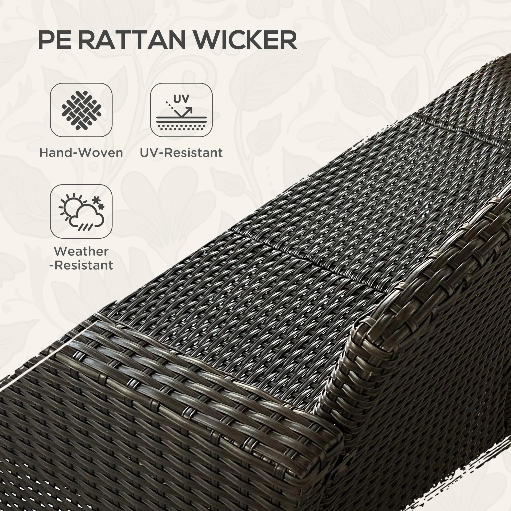 5-Piece Patio Furniture Set with PE Rattan Sofa, Armchairs, Footstools, Cushions, Deep Coffee - Image 6