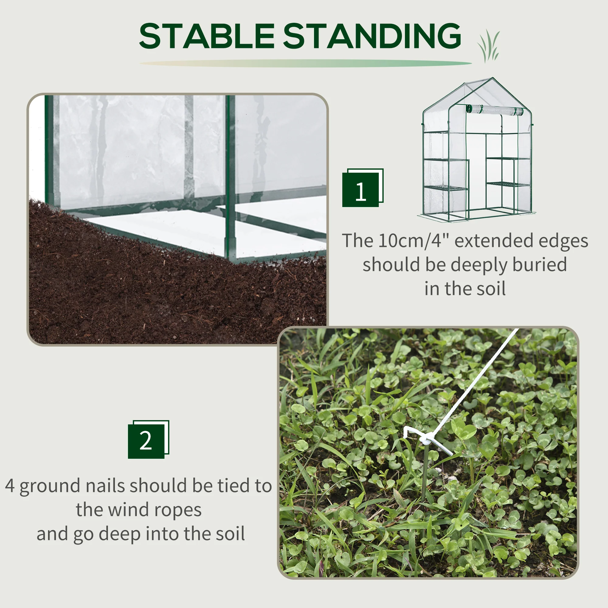 5' x 2.5' x 6.5' Mini Walk-in Greenhouse Kit, Portable Green House with 3 Tier Shelves, Clear - Image 8