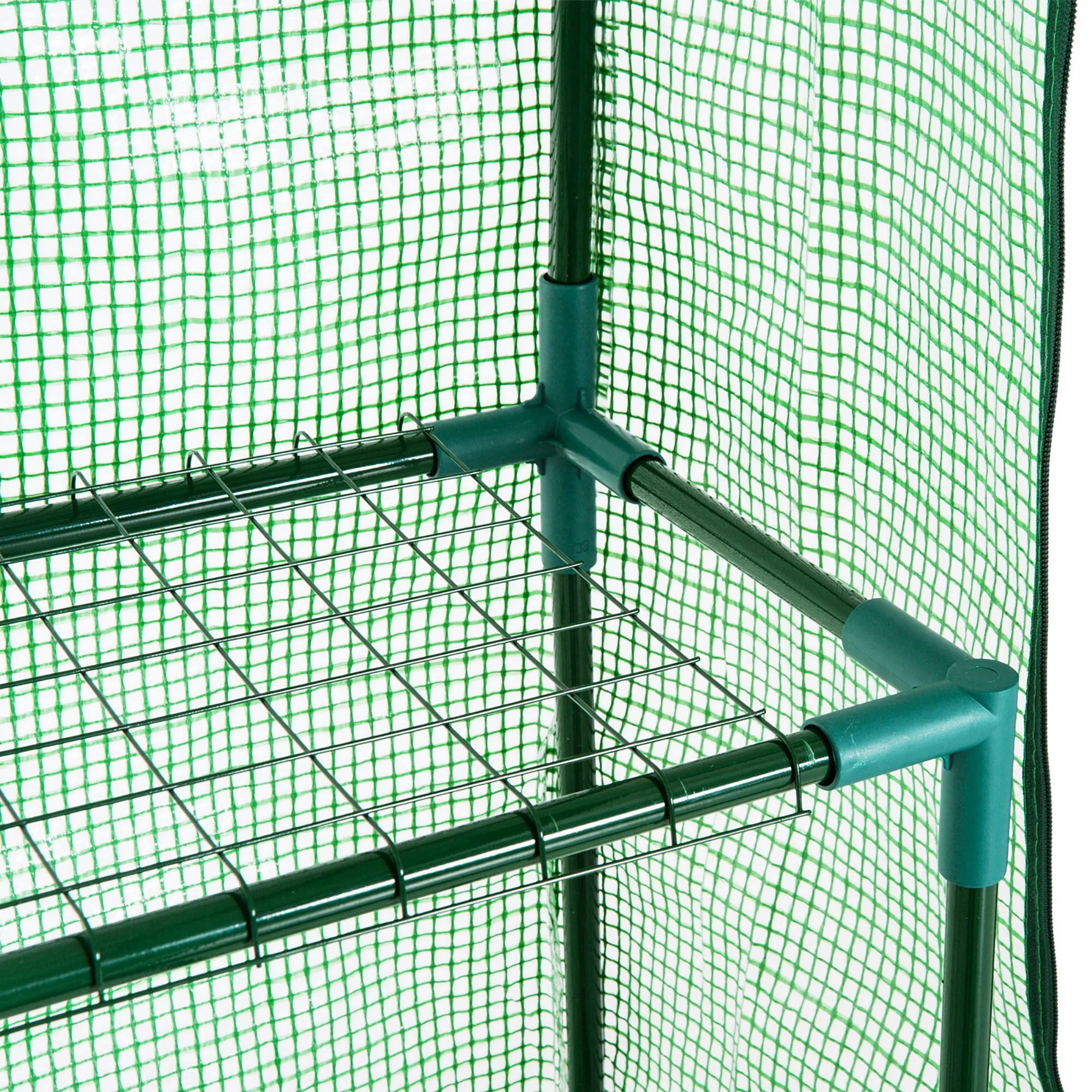 5' x 2.5' x 6.5' Mini Walk-in Greenhouse Kit, Portable Green House with 3 Tier Shelves, Green - Image 10