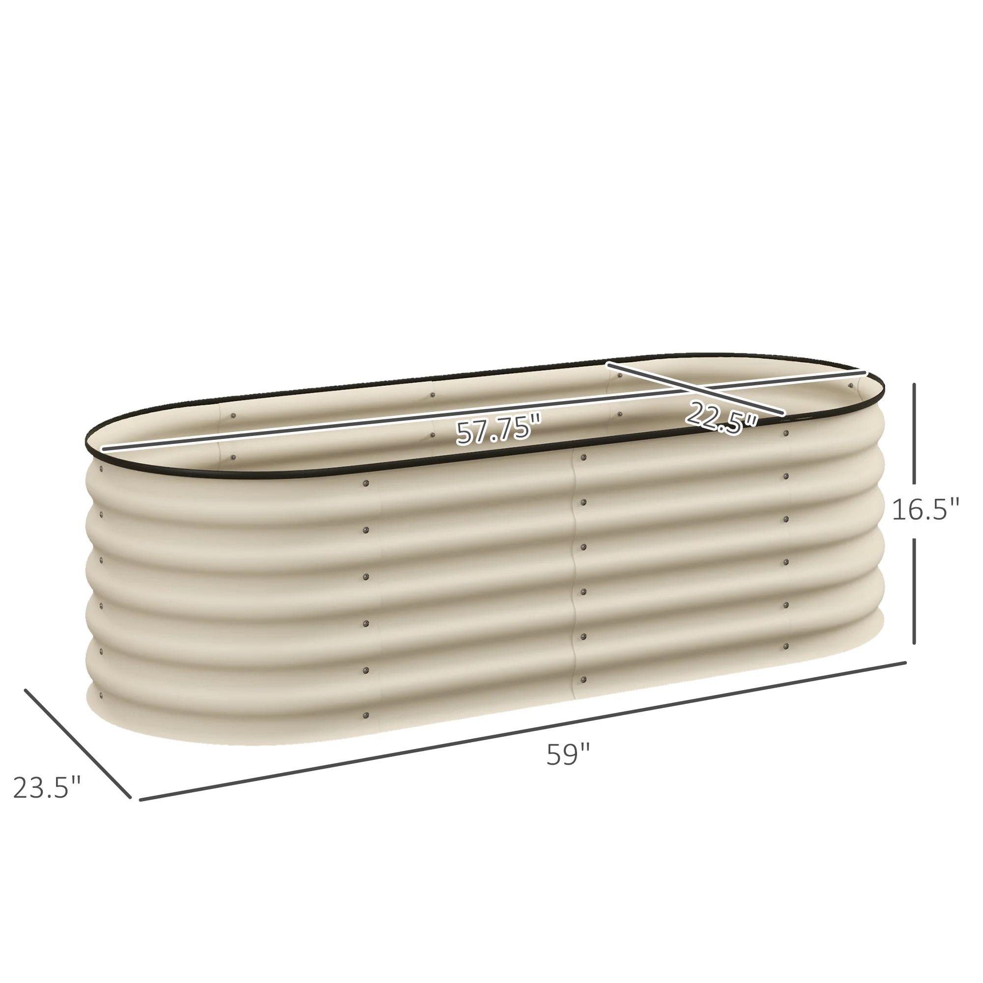 5' x 2' x 1.4' Galvanized Raised Garden Bed Kit, Easy DIY Stock Tank for Growing Flowers, Herbs & Vegetables, Cream - Image 5