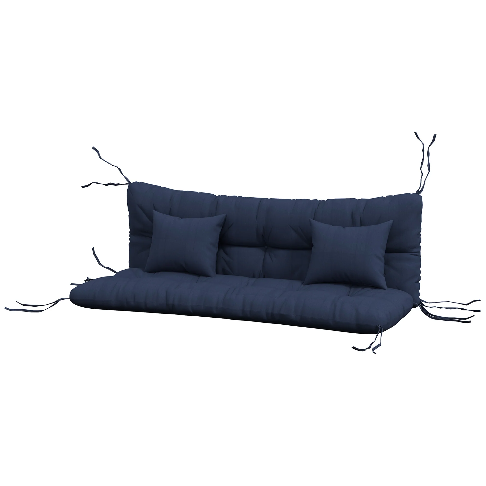 59" Tufted Bench Cushions, Seat Pad, Back Pillows, Outdoor Furniture, Navy Blue - Image 2