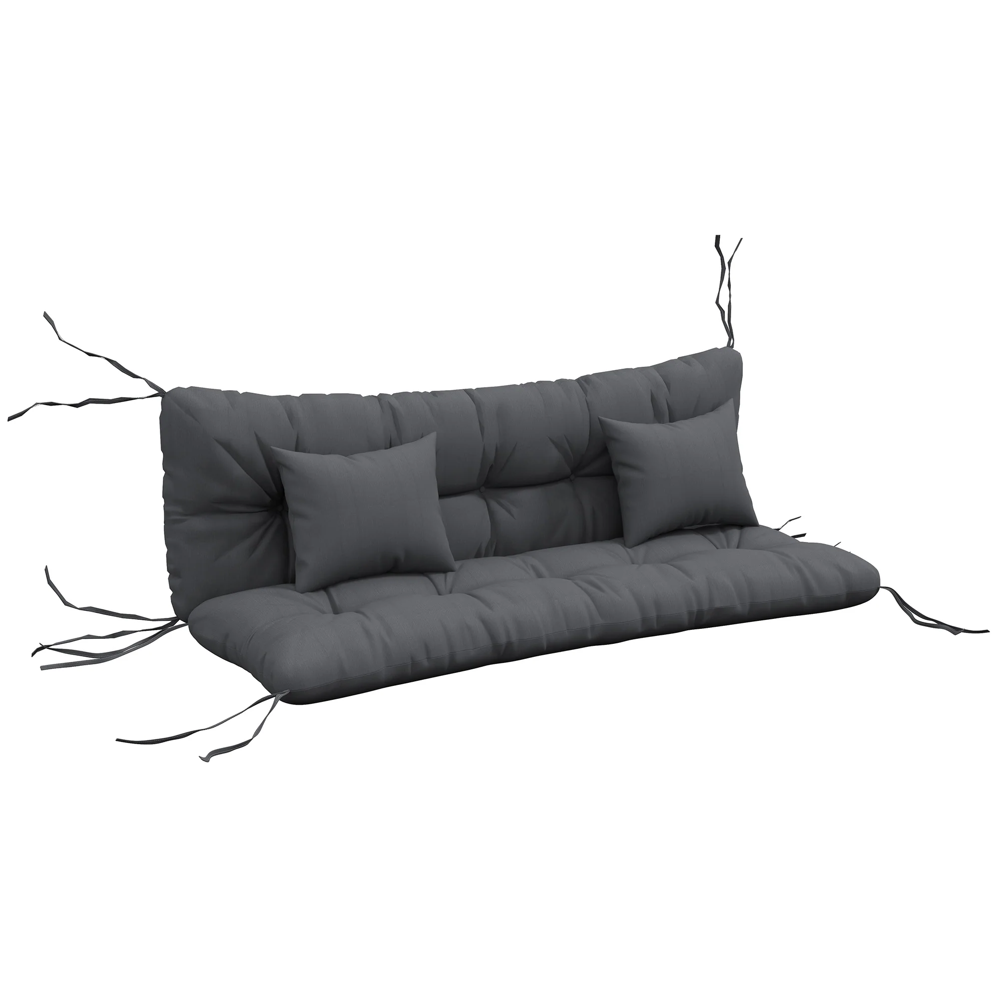 59" Tufted Bench Cushions, Seat Pad, Back Pillows, Outdoor Furniture, Charcoal - Image 12