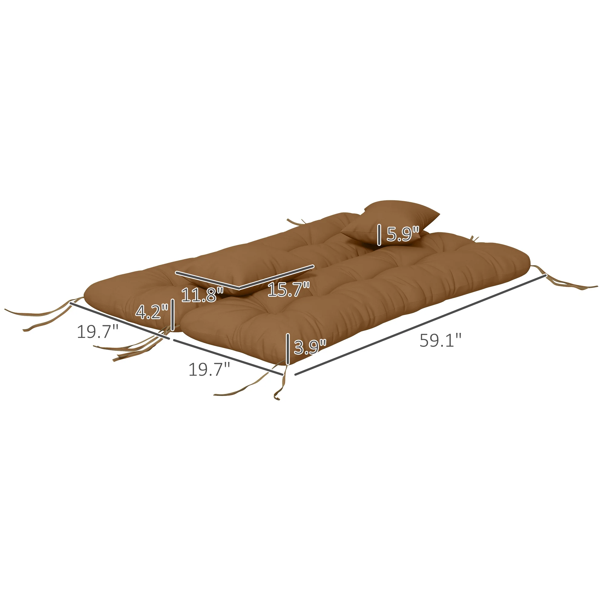 59" Tufted Bench Cushions, Seat Pad, Back Pillows, Outdoor Furniture, Tan - Image 5