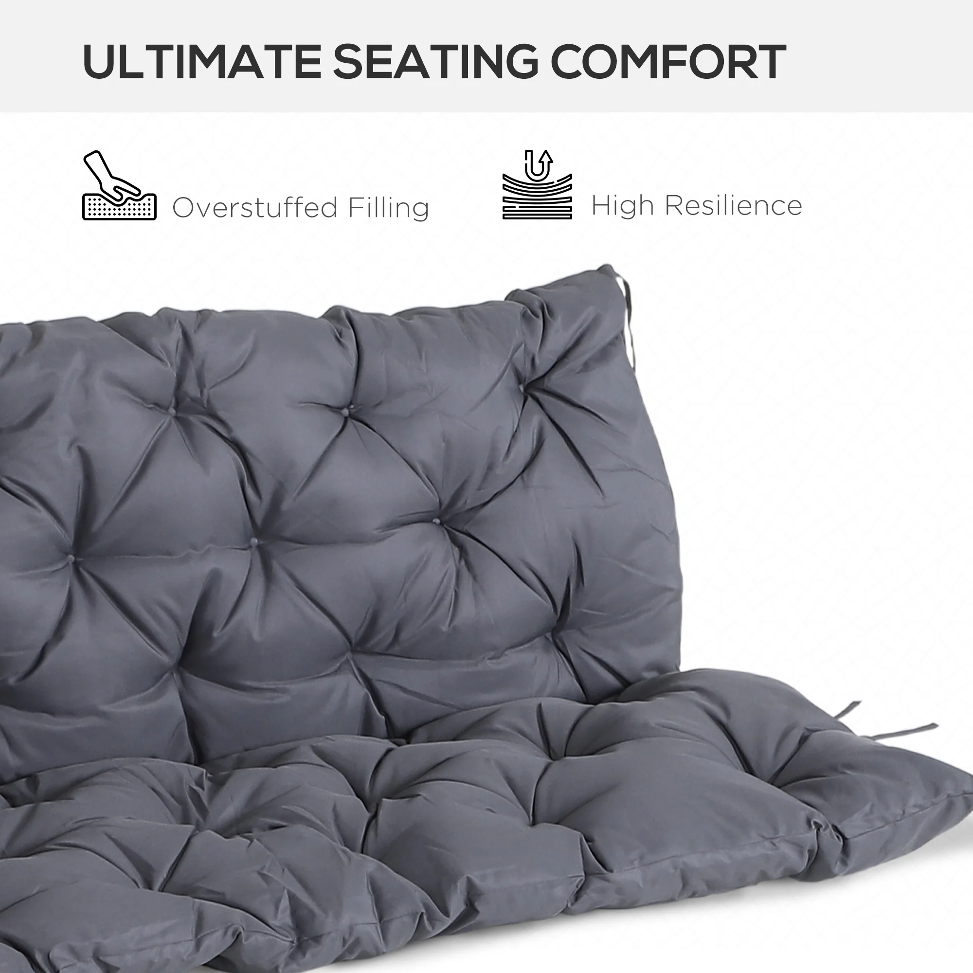59"x38" Tufted Bench Cushion for Outdoor 3-Seater Furniture, Dark Gray - Image 9