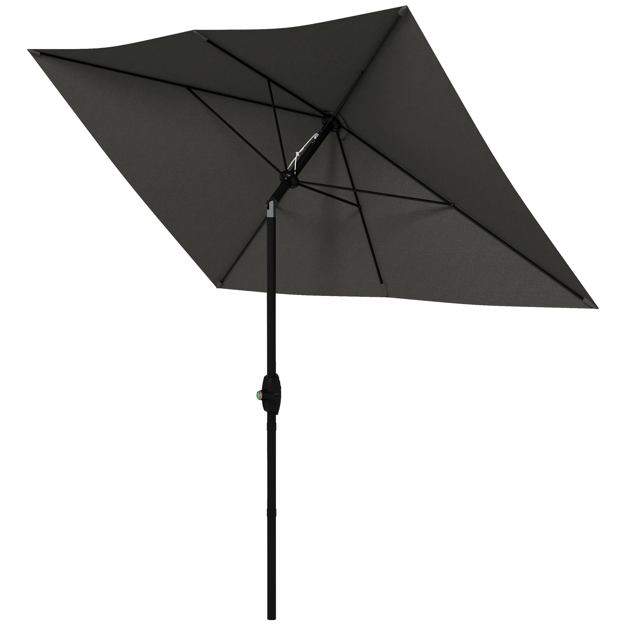 6.5' x 10' Rectangular Patio Market Umbrella with Crank & Tilt, Dark Gray - Image 2