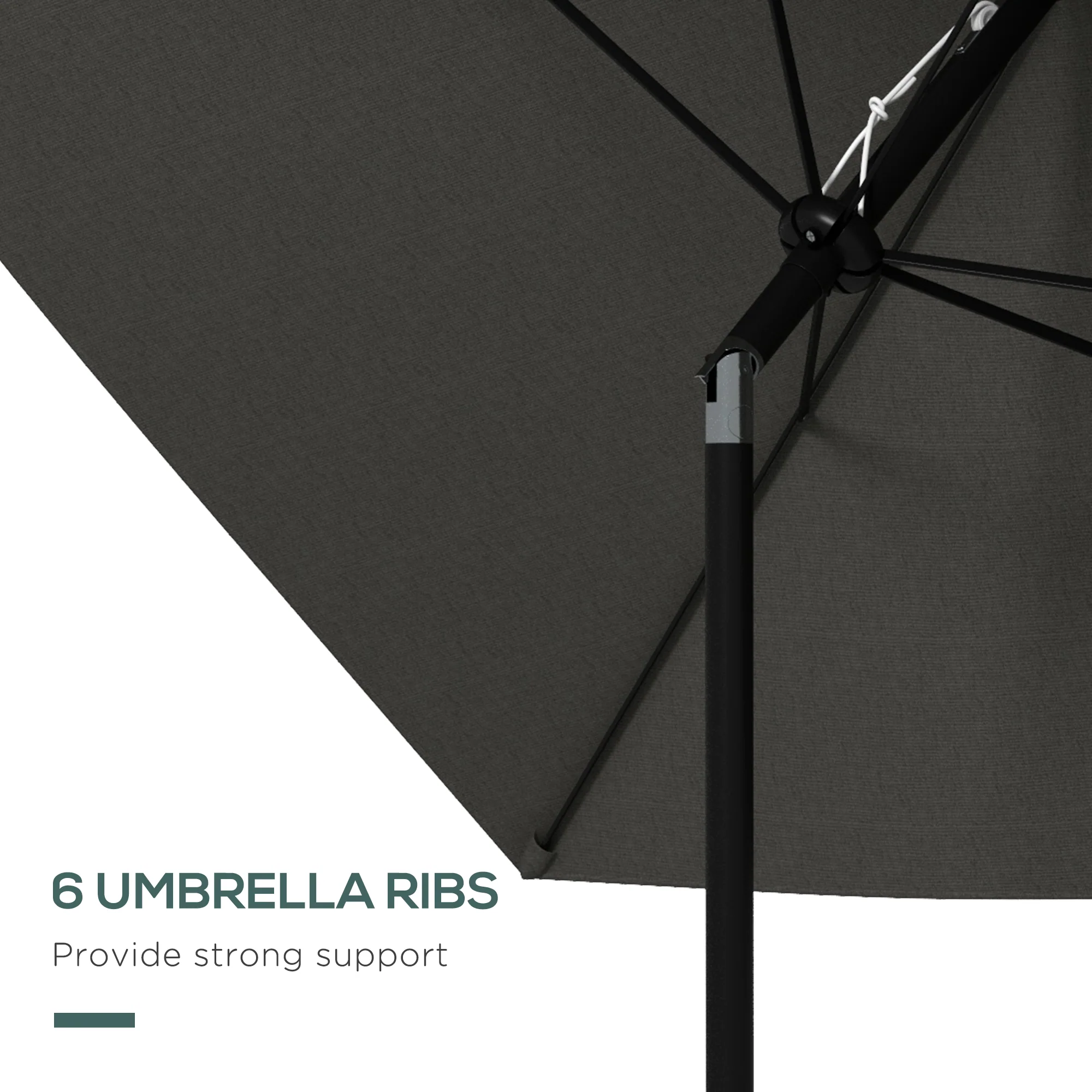 6.5' x 10' Rectangular Patio Market Umbrella with Crank & Tilt, Dark Gray - Image 8