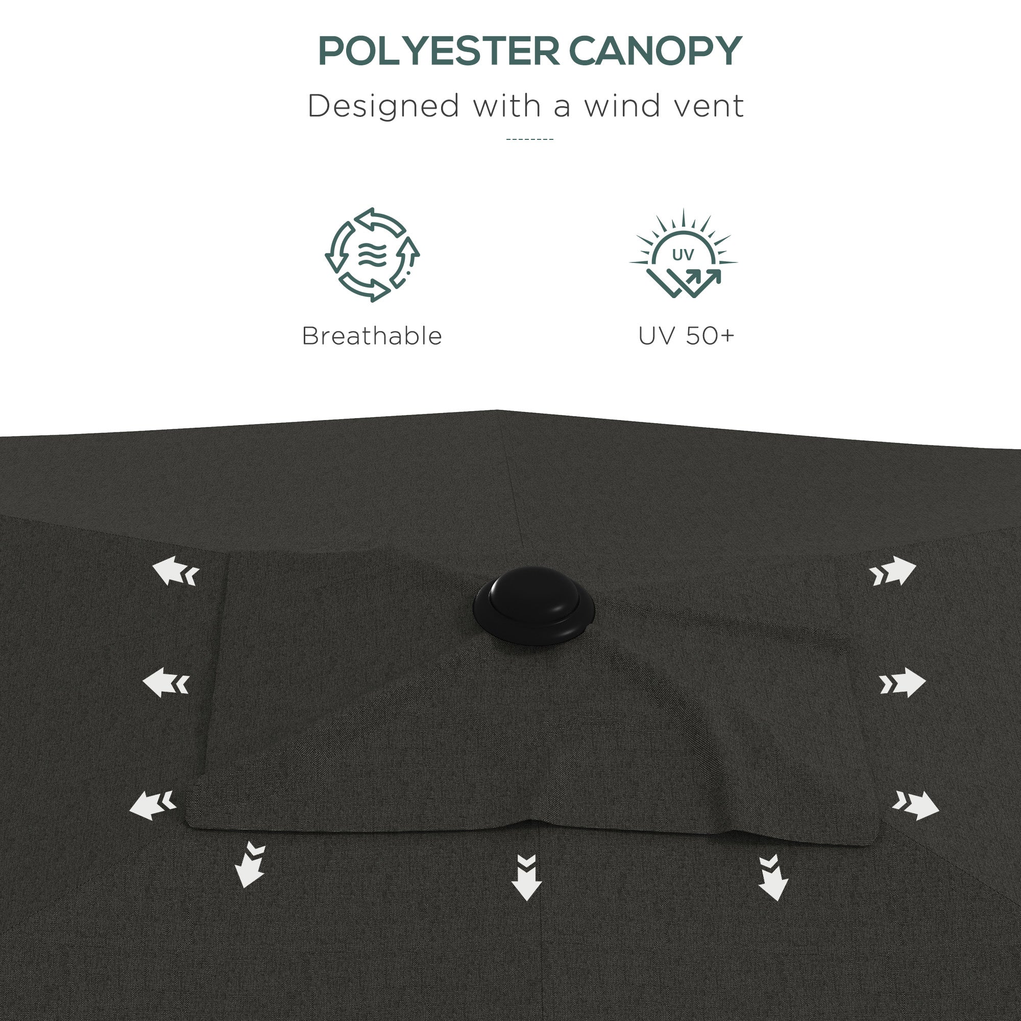 6.5' x 10' Rectangular Patio Market Umbrella with Crank & Tilt, Dark Gray - Image 9