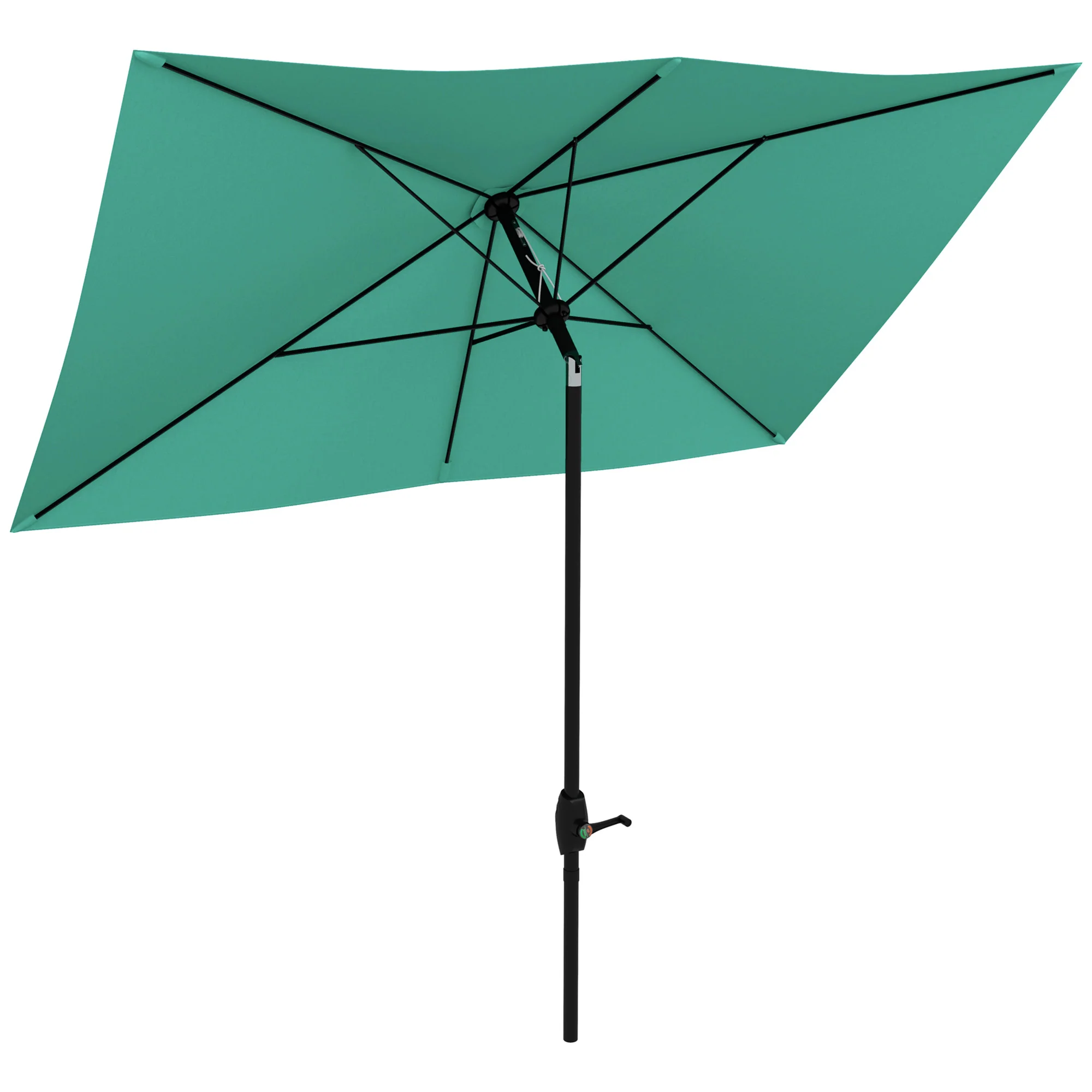 6.5' x 10' Rectangular Patio Umbrella with Crank & Push Button Tilt, Teal