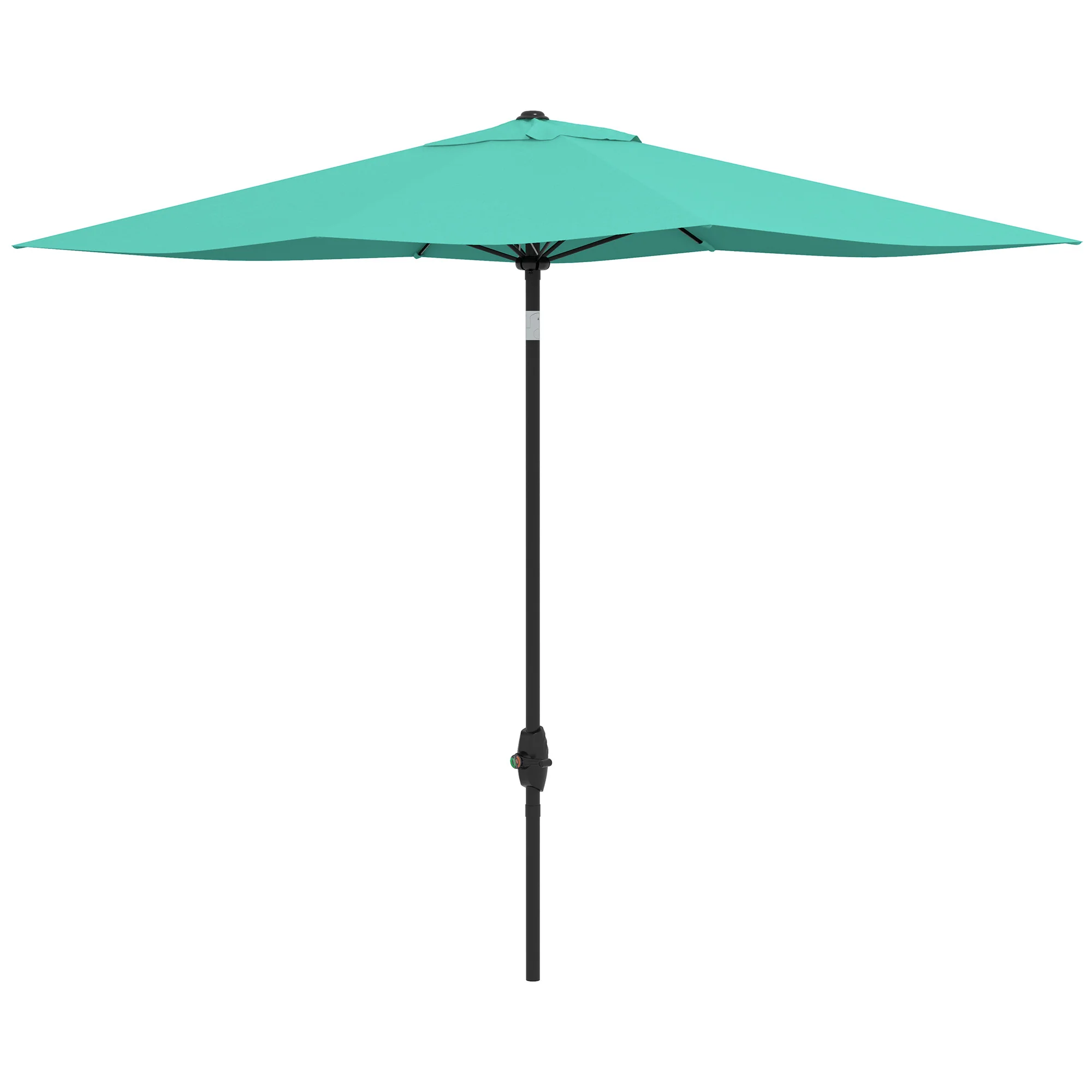 6.5' x 10' Rectangular Patio Umbrella with Crank & Push Button Tilt, Teal - Image 2