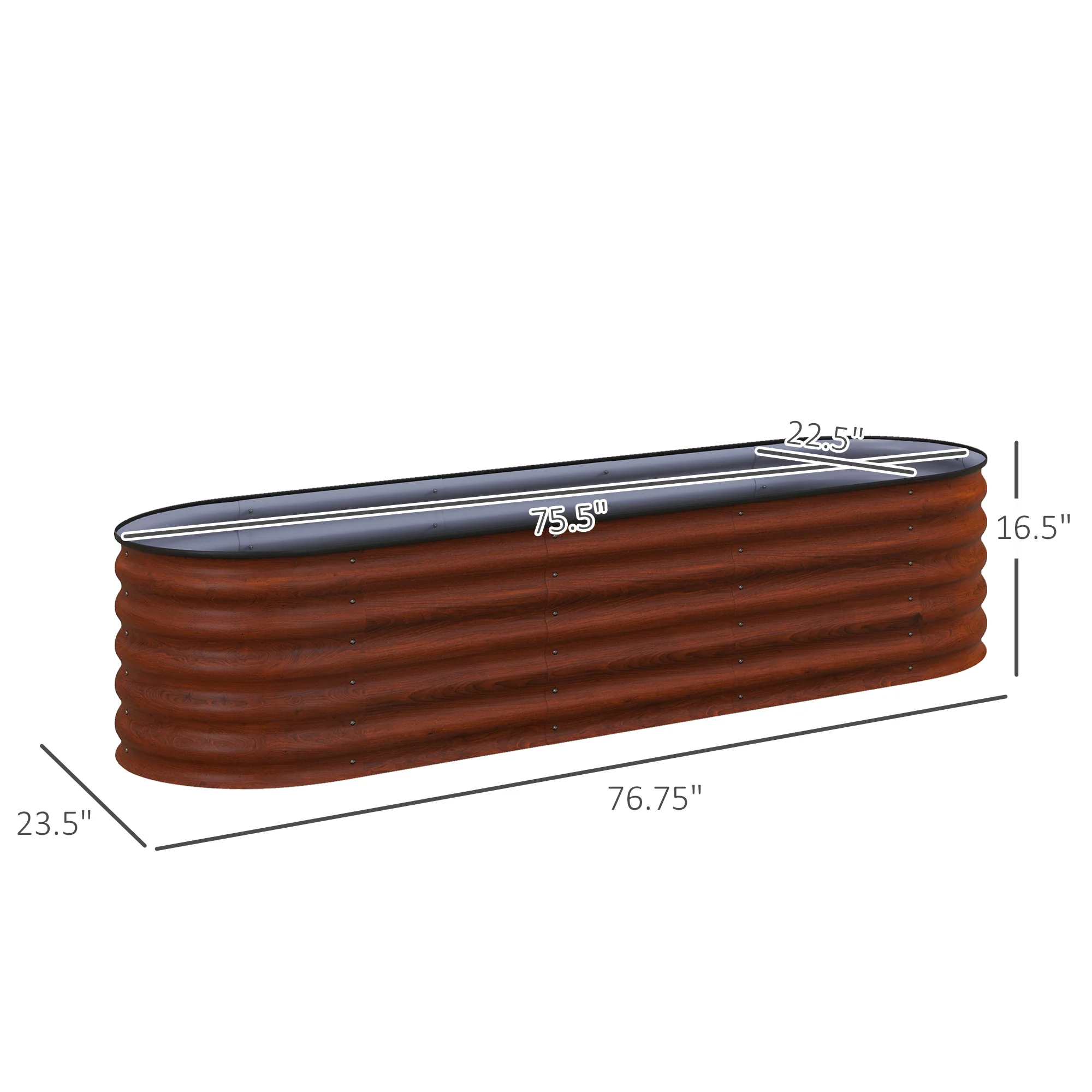 6.5' x 2' x 1.4' Galvanized Raised Garden Bed Kit, Easy DIY Stock Tank for Growing Flowers, Herbs & Vegetables, Brown - Image 5