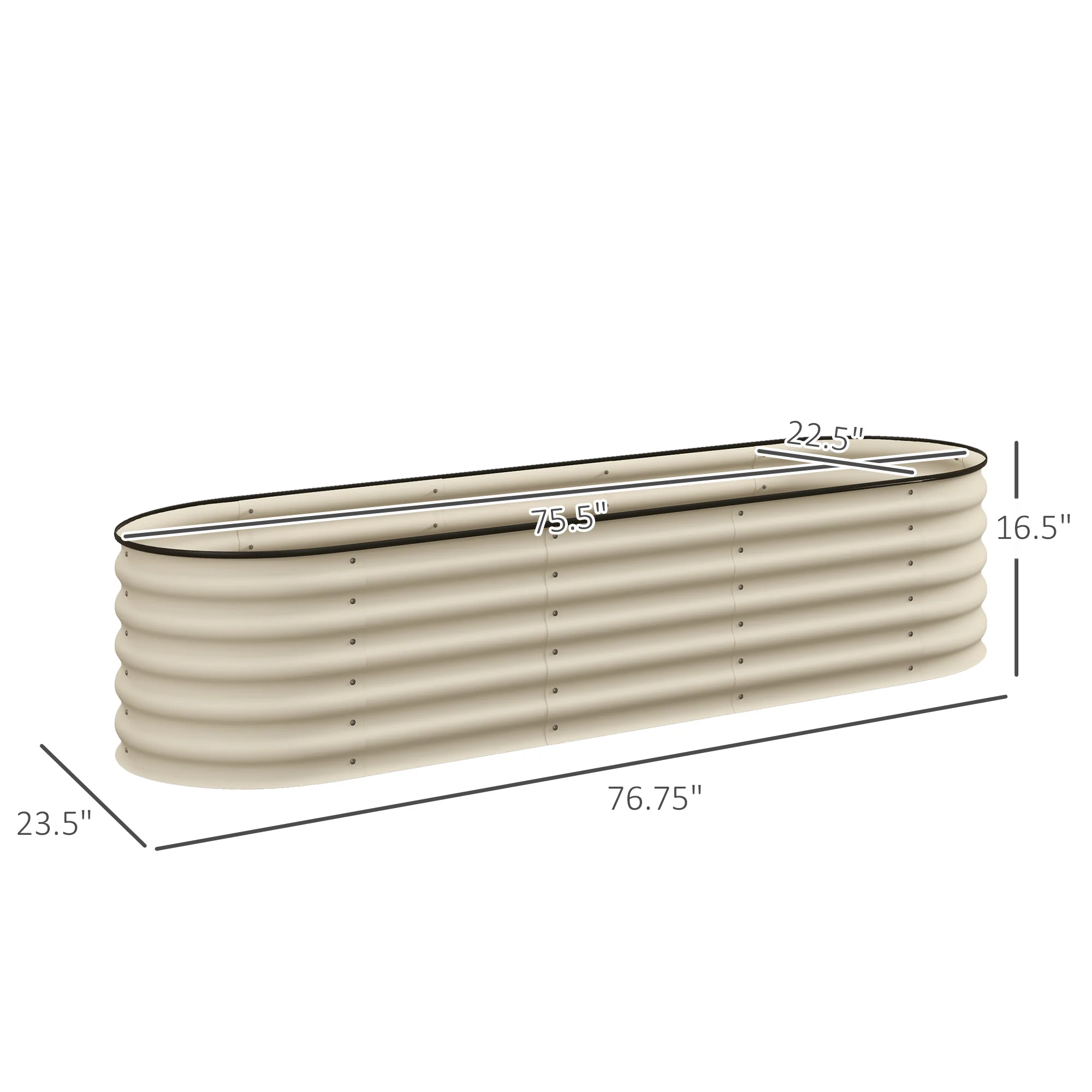 6.5' x 2' x 1.4' Galvanized Raised Garden Bed Kit, Outdoor Metal Elevated Planter Box with Safety Edging, Easy DIY Stock Tank for Growing Flowers, Herbs & Vegetables, Cream - Image 5