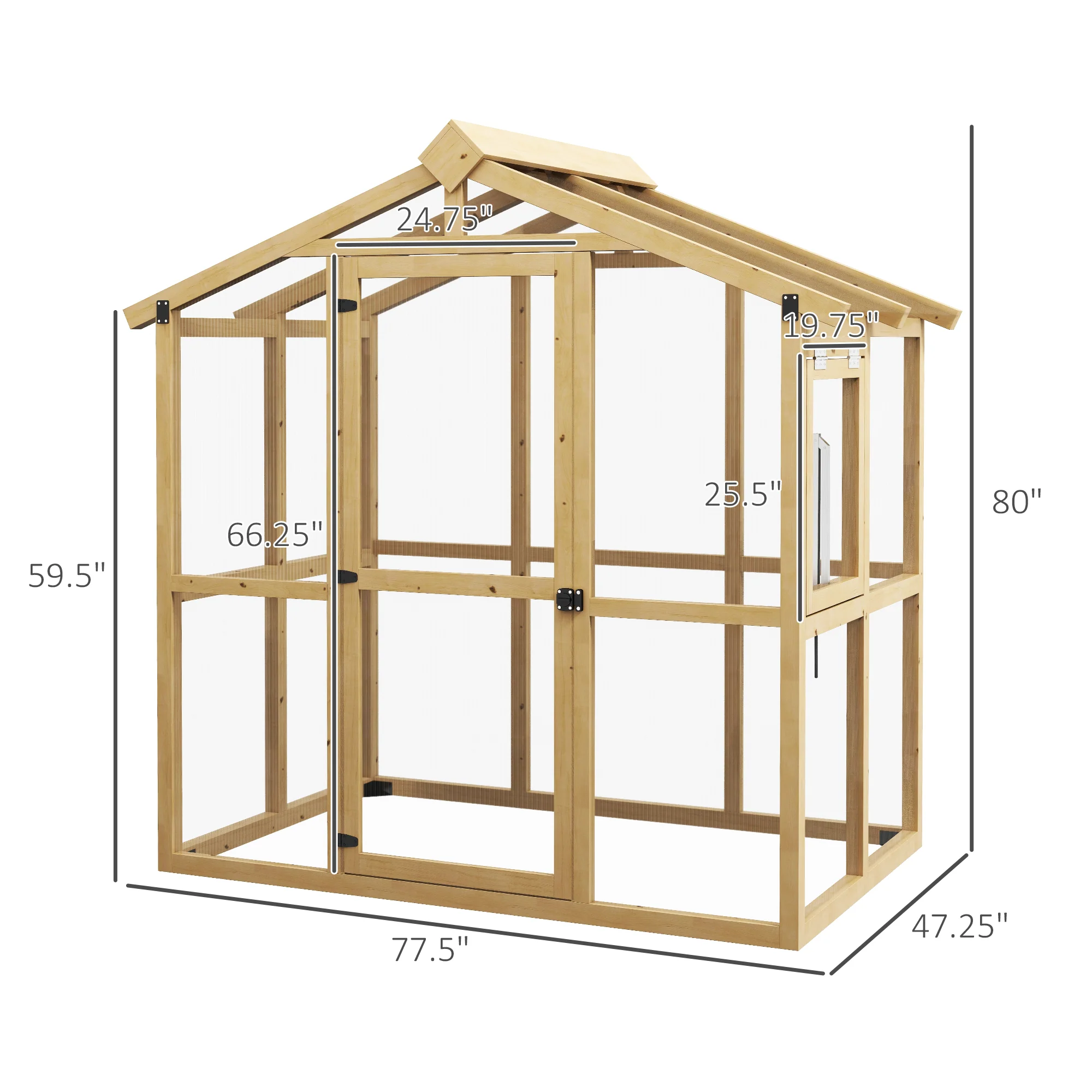 6.5' x 4' x 6.7' Outdoor Greenhouse with Wood Frame, Automatic Temperature Window and Lockable Door - Image 5