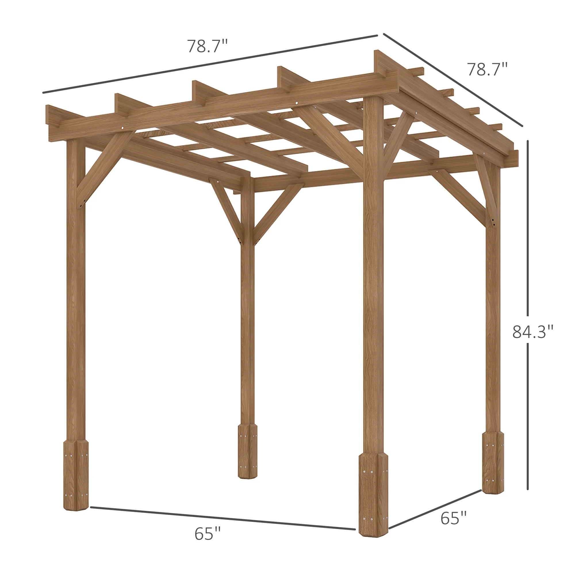 PerArbor 6.6' x 6.6' Wood Pergola Trellis with Stable Frame for Climbing Plants, Dark Brown - Image 5