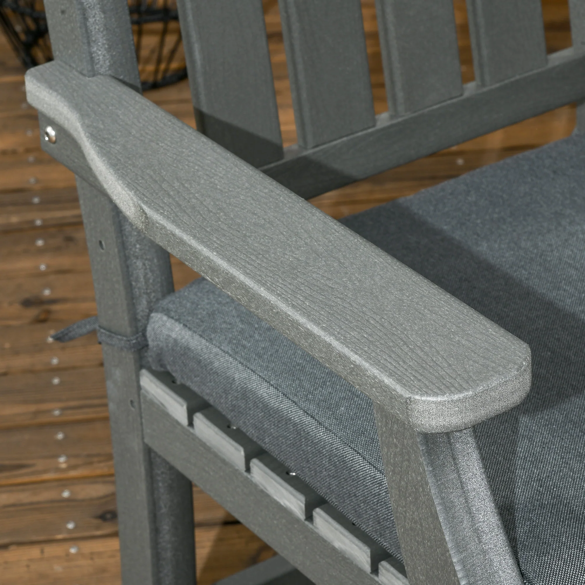 6-Seater Outdoor Dining Set with Loveseat, Umbrella Hole & Cushioned Seating, Dark Gray - Image 11