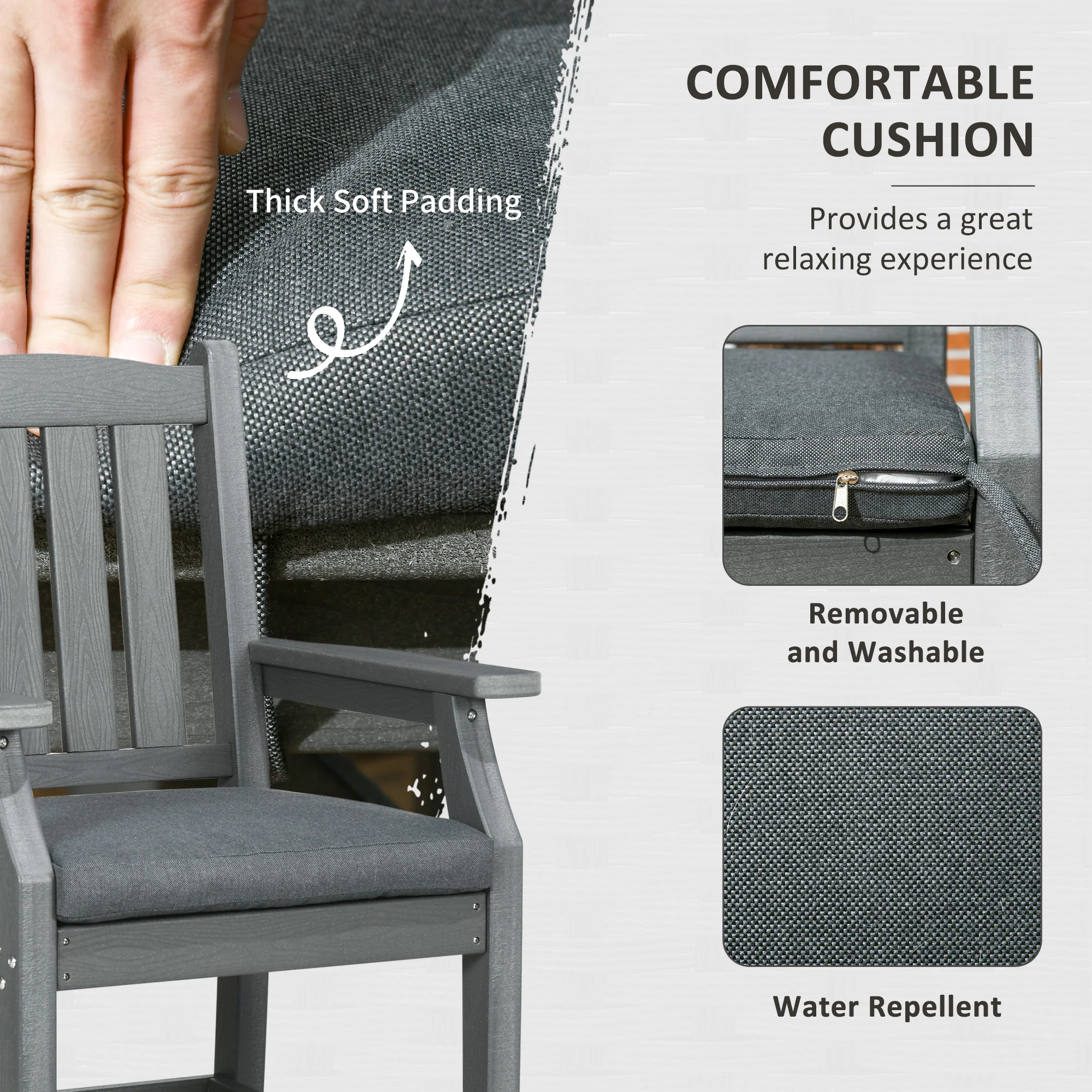 6-Seater Outdoor Dining Set with Loveseat, Umbrella Hole & Cushioned Seating, Dark Gray - Image 9
