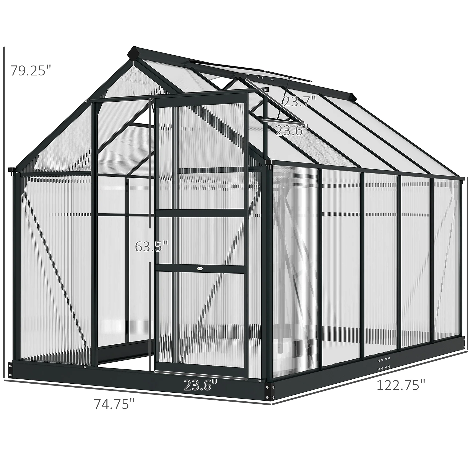 BloomGreen 6' x 10' Greenhouse with Rain Gutter and Roof Vent Gray - Image 5