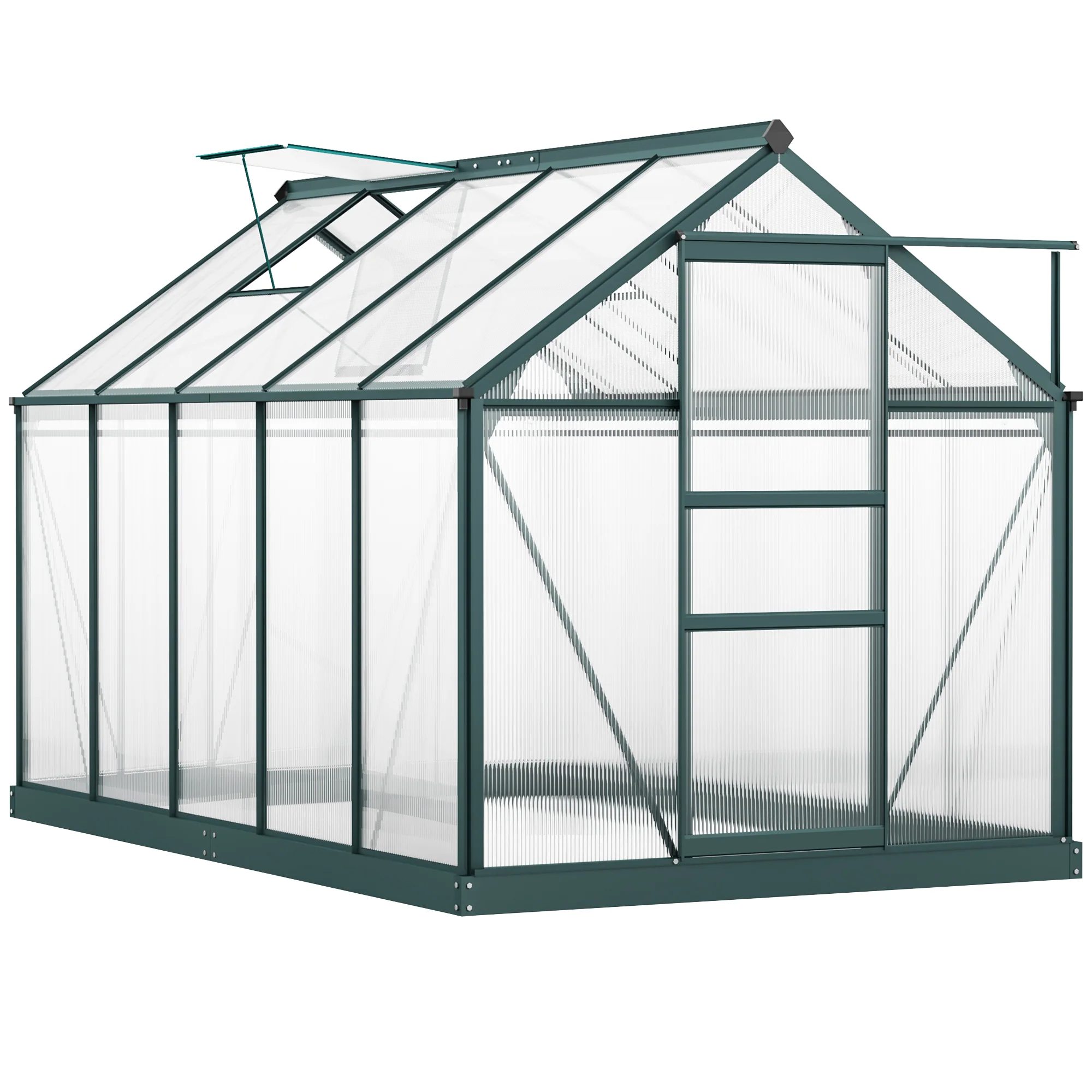 BloomGreen 6' x 10' Greenhouse with Rain Gutter and Roof Vent Dark Green - Image 12