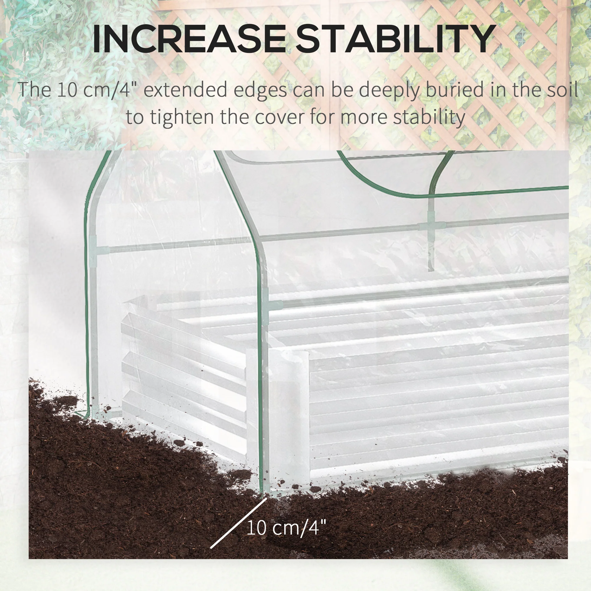 6 x 3 x 1ft Raised Garden Bed with Mini Greenhouse, for Herbs and Vegetables, Silver - Image 11