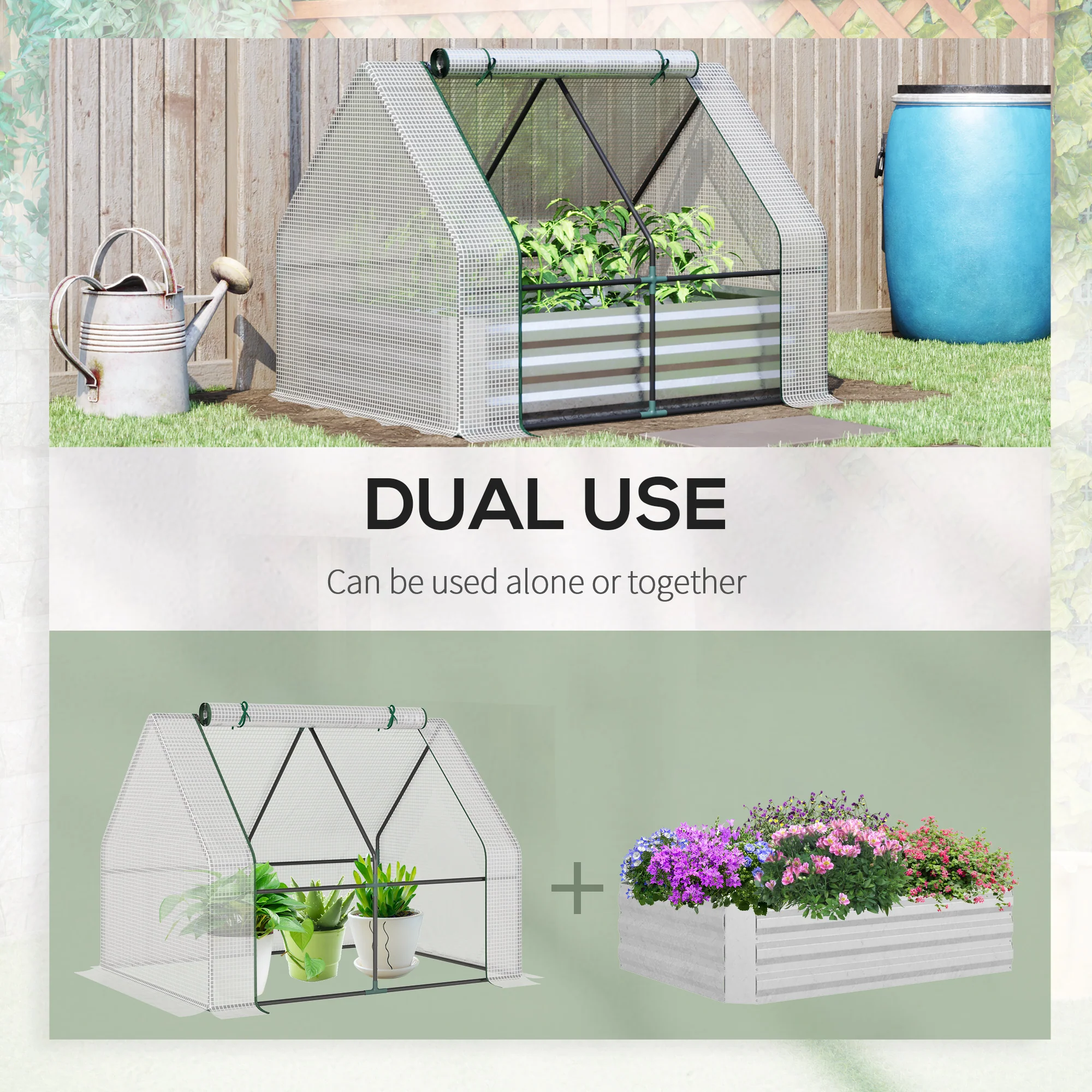 6 x 3 x 1ft Raised Garden Bed with Mini Greenhouse, for Herbs and Vegetables, Silver - Image 6