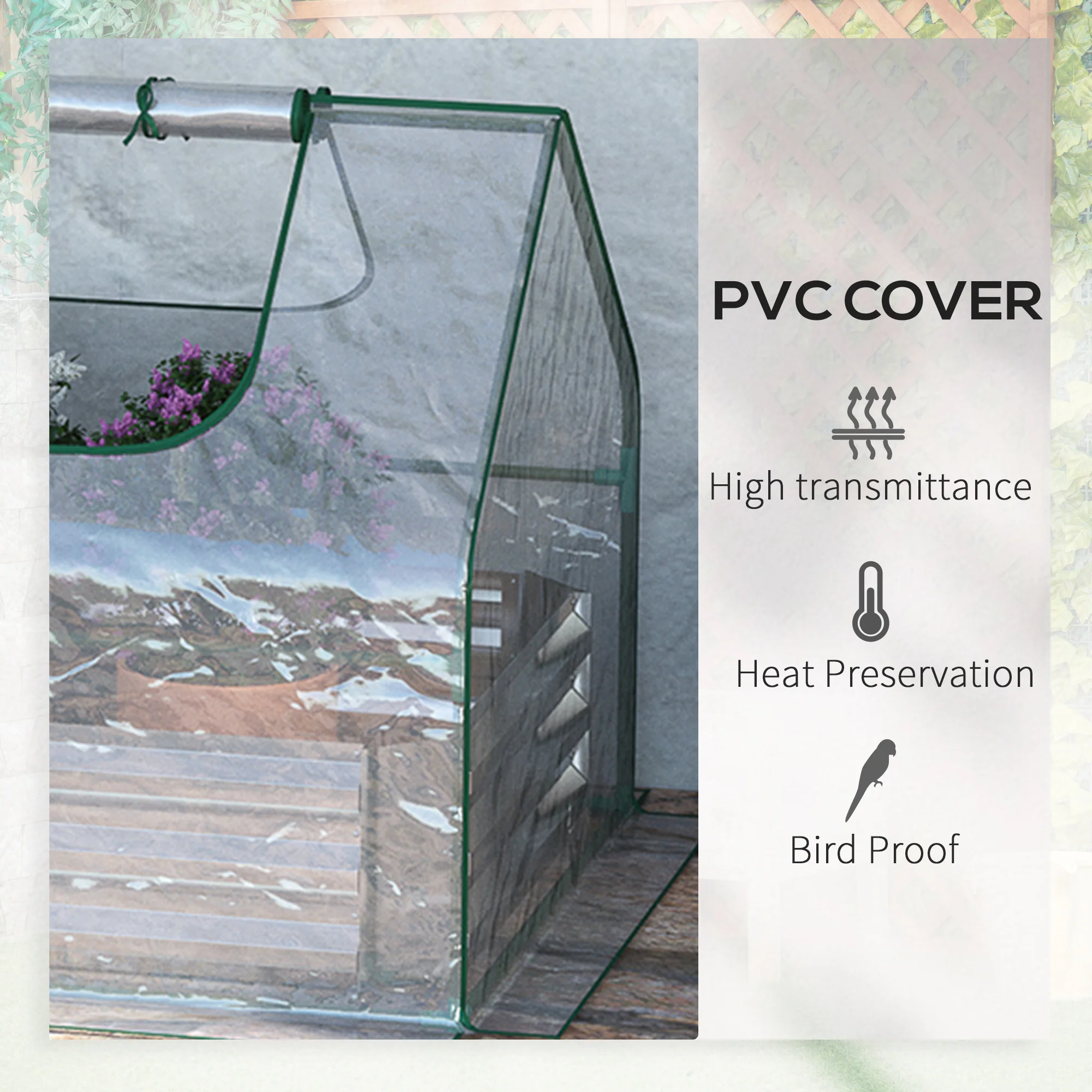 6 x 3 x 1ft Raised Garden Bed with Mini Greenhouse, for Herbs and Vegetables, Silver - Image 8