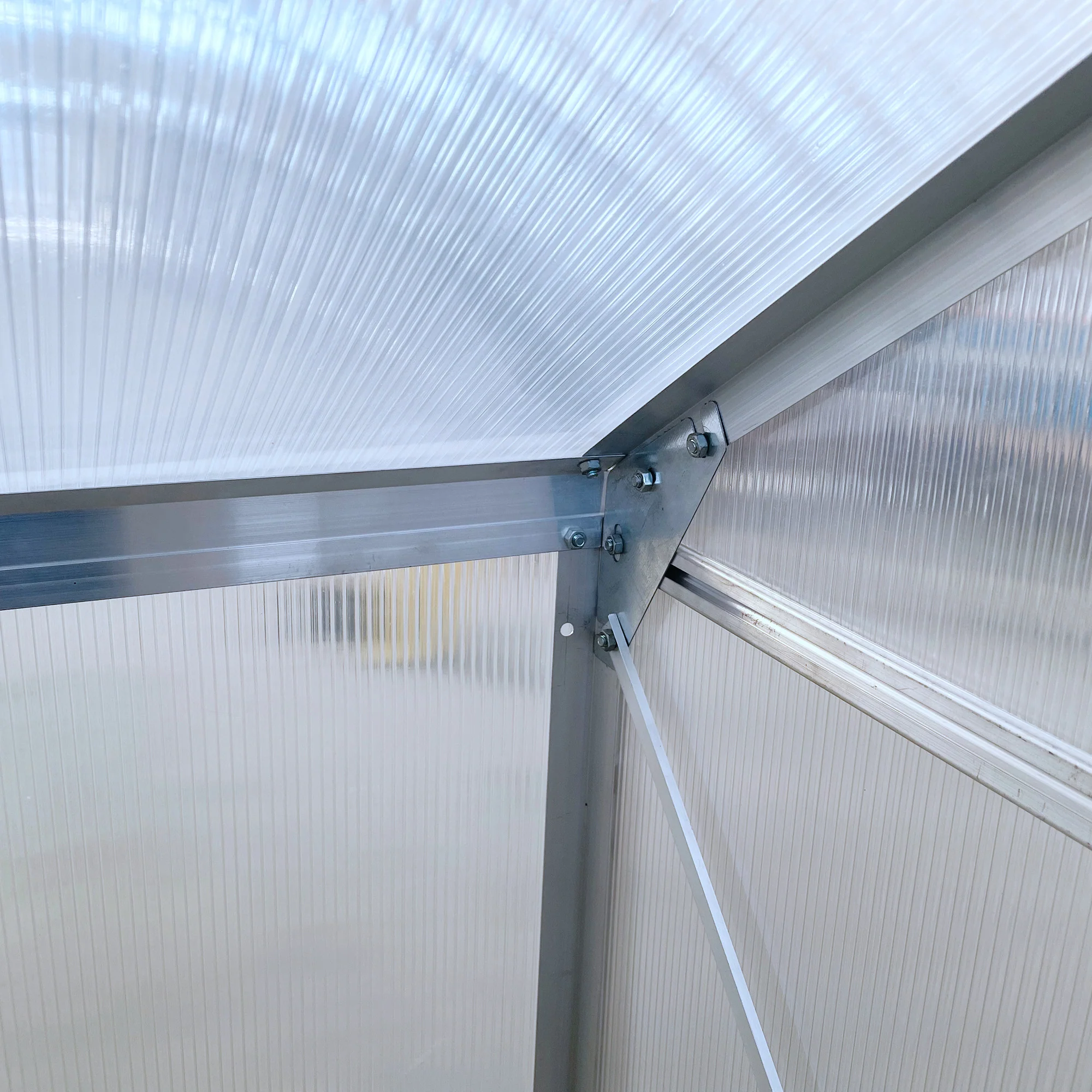 6' x 4' Aluminum Lean-to Greenhouse with Roof Vent, Rain Gutter and Sliding Door, Clear - Image 11