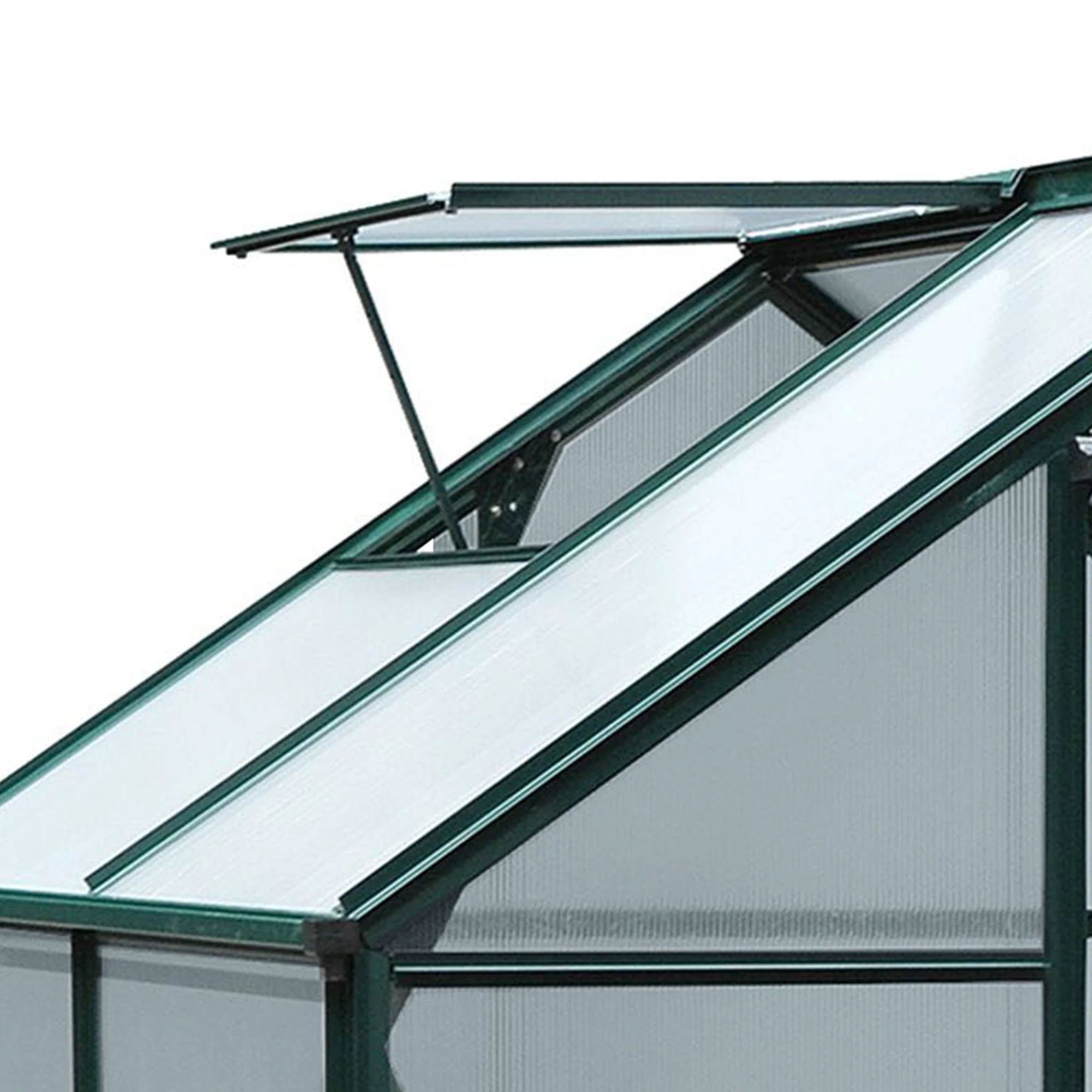 6' x 4' Polycarbonate Greenhouse with Rain Gutter and Roof Vent for Outdoor Garden, Dark Green - Image 10