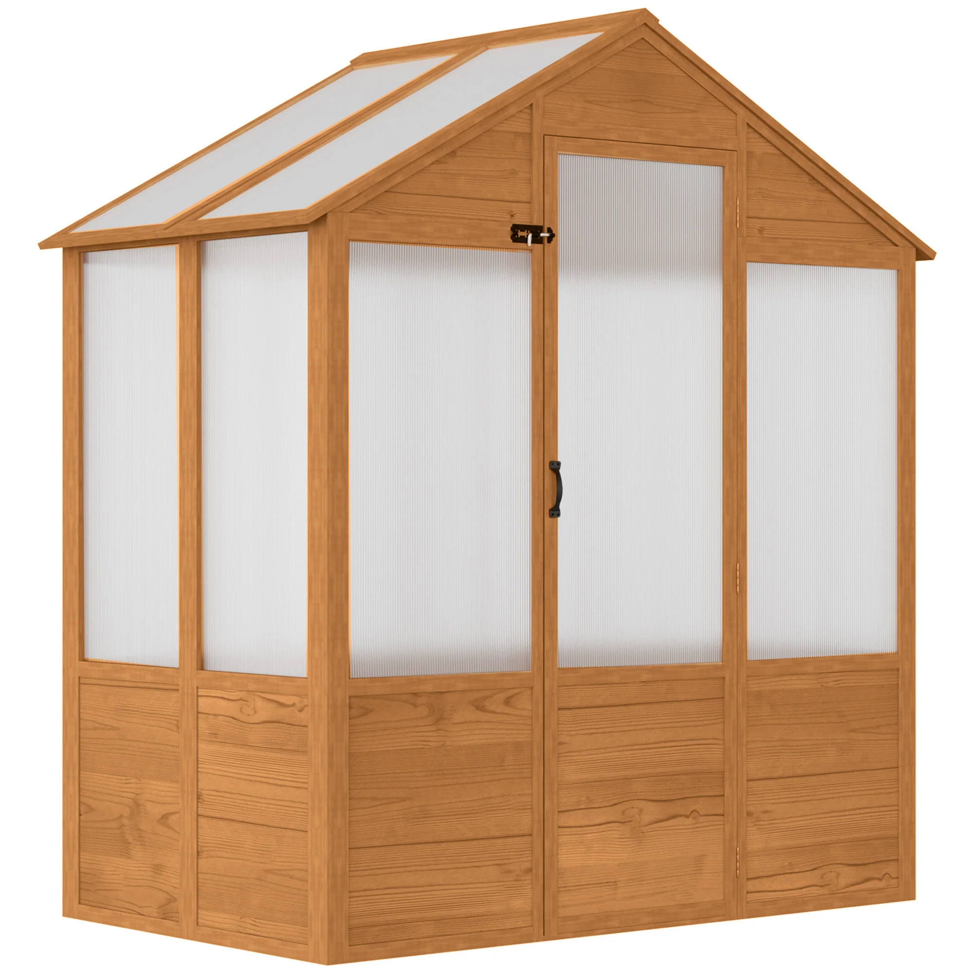 6' x 4' x 7' Wooden Frame Walk-in Greenhouse with Lockable Door, Rustic Brown
