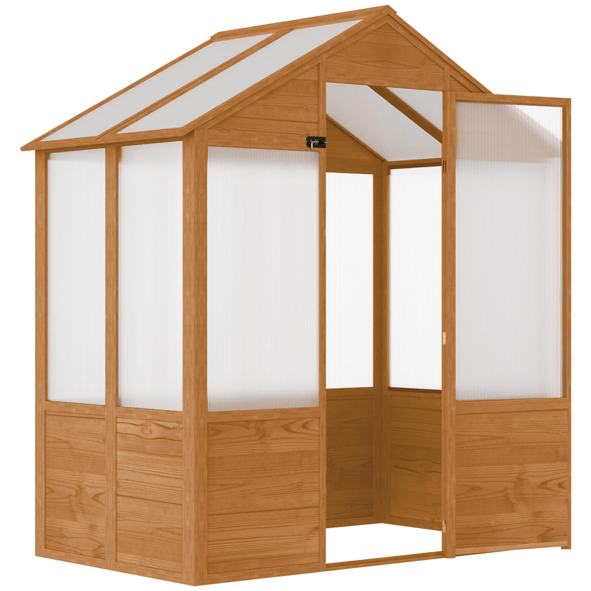 6' x 4' x 7' Wooden Frame Walk-in Greenhouse with Lockable Door, Rustic Brown - Image 2