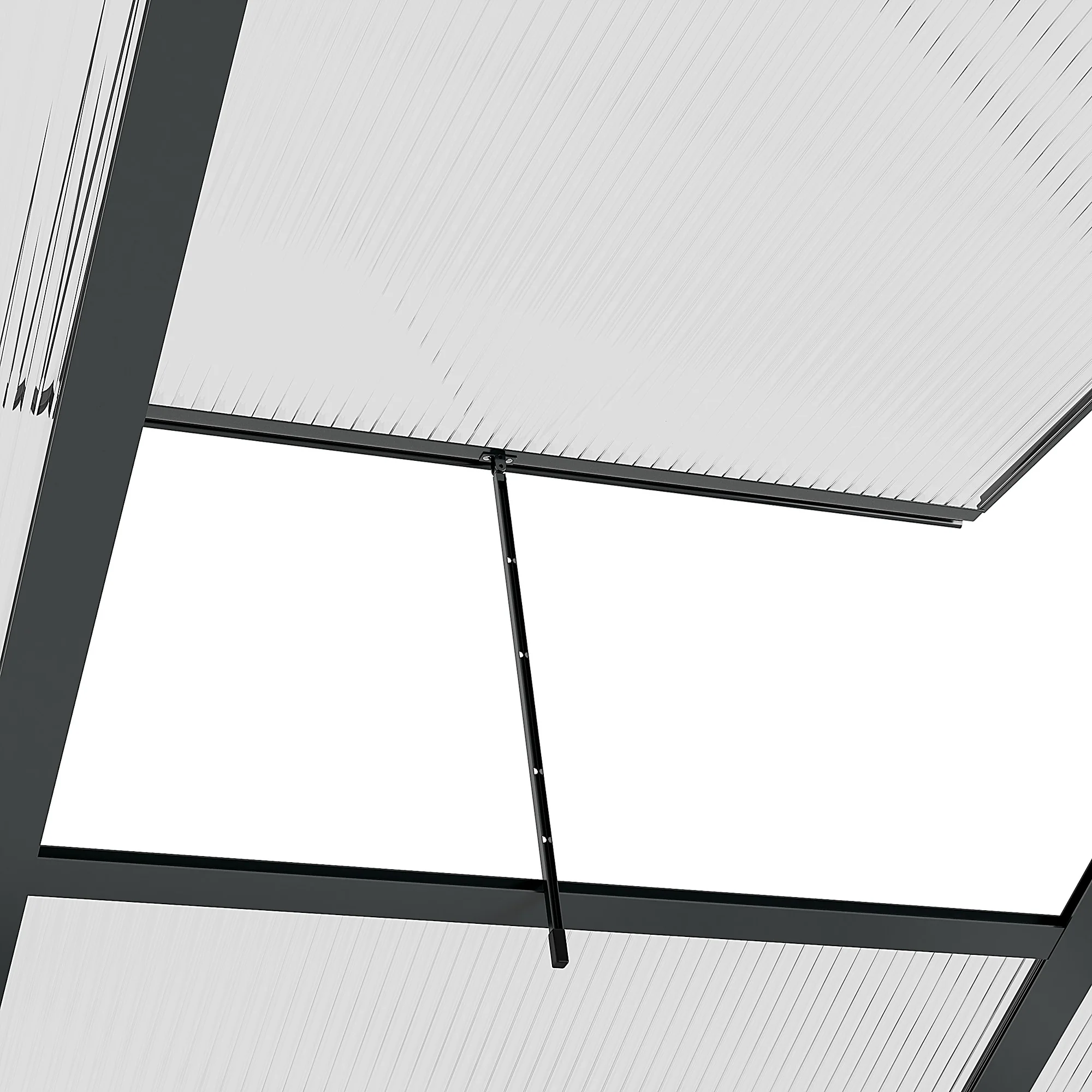 6' x 6' Polycarbonate Greenhouse with Rain Gutter and Roof Vent for Outdoor Garden, Gray - Image 10