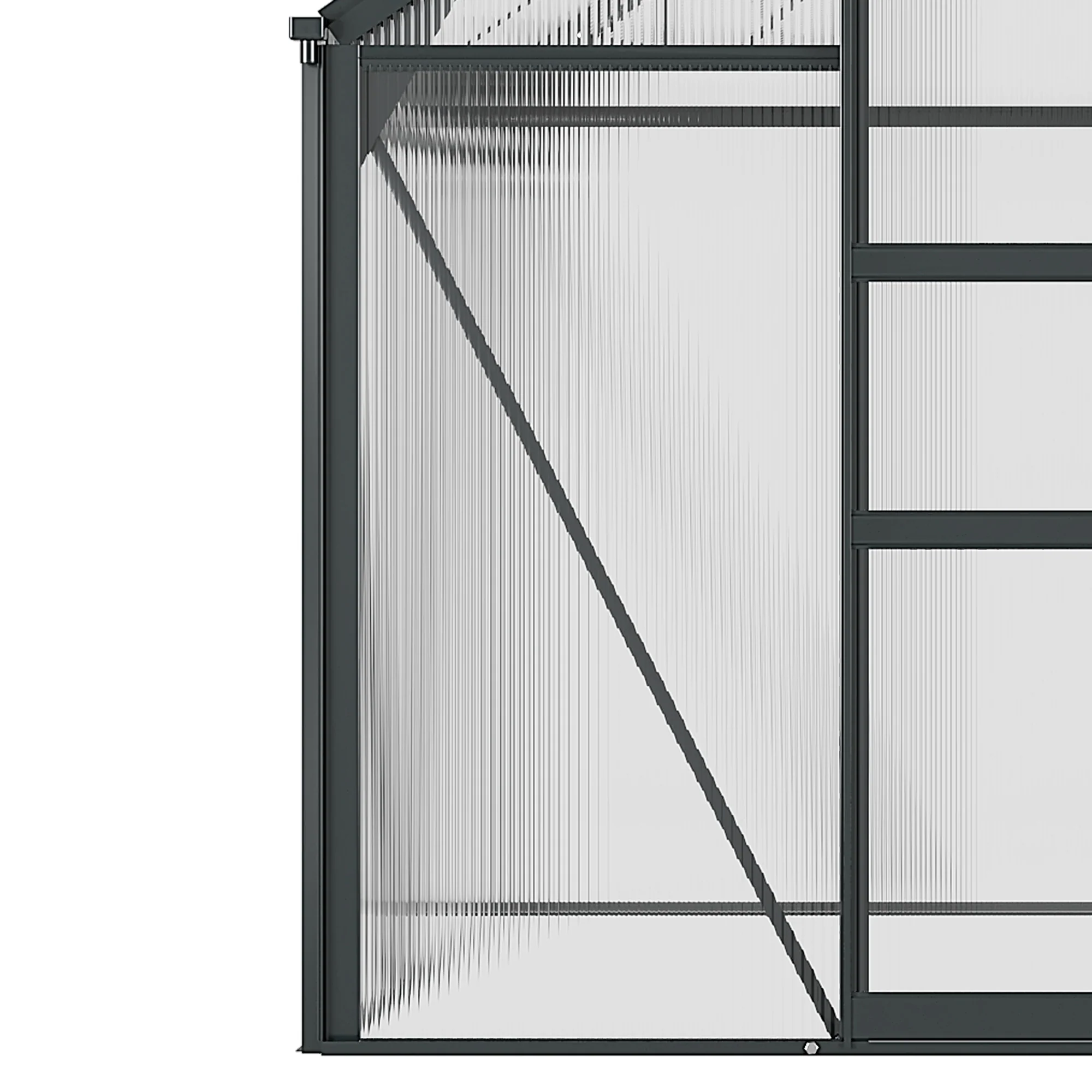 6' x 6' Polycarbonate Greenhouse with Rain Gutter and Roof Vent for Outdoor Garden, Gray - Image 11