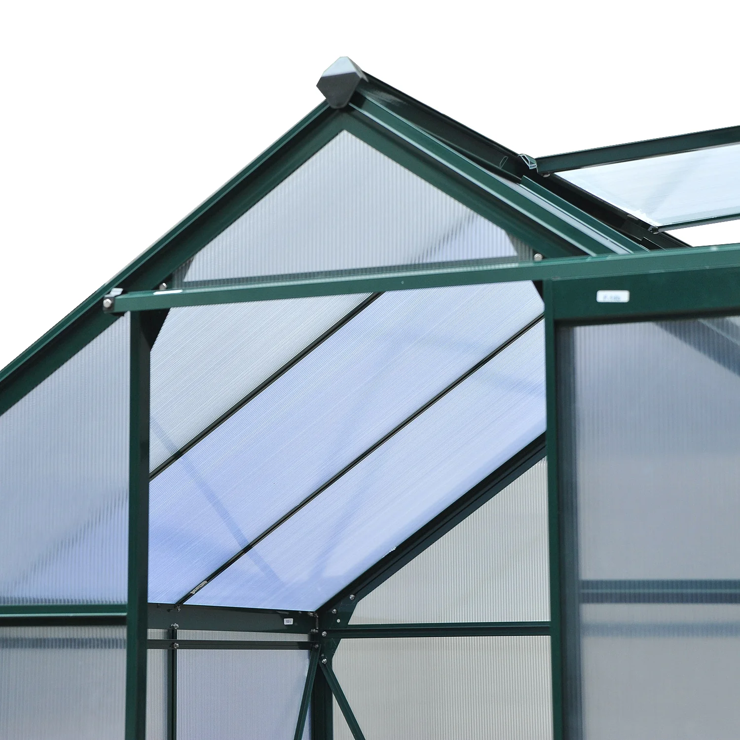 6' x 6' Polycarbonate Greenhouse with Rain Gutter and Roof Vent for Outdoor Garden, Dark Green - Image 10
