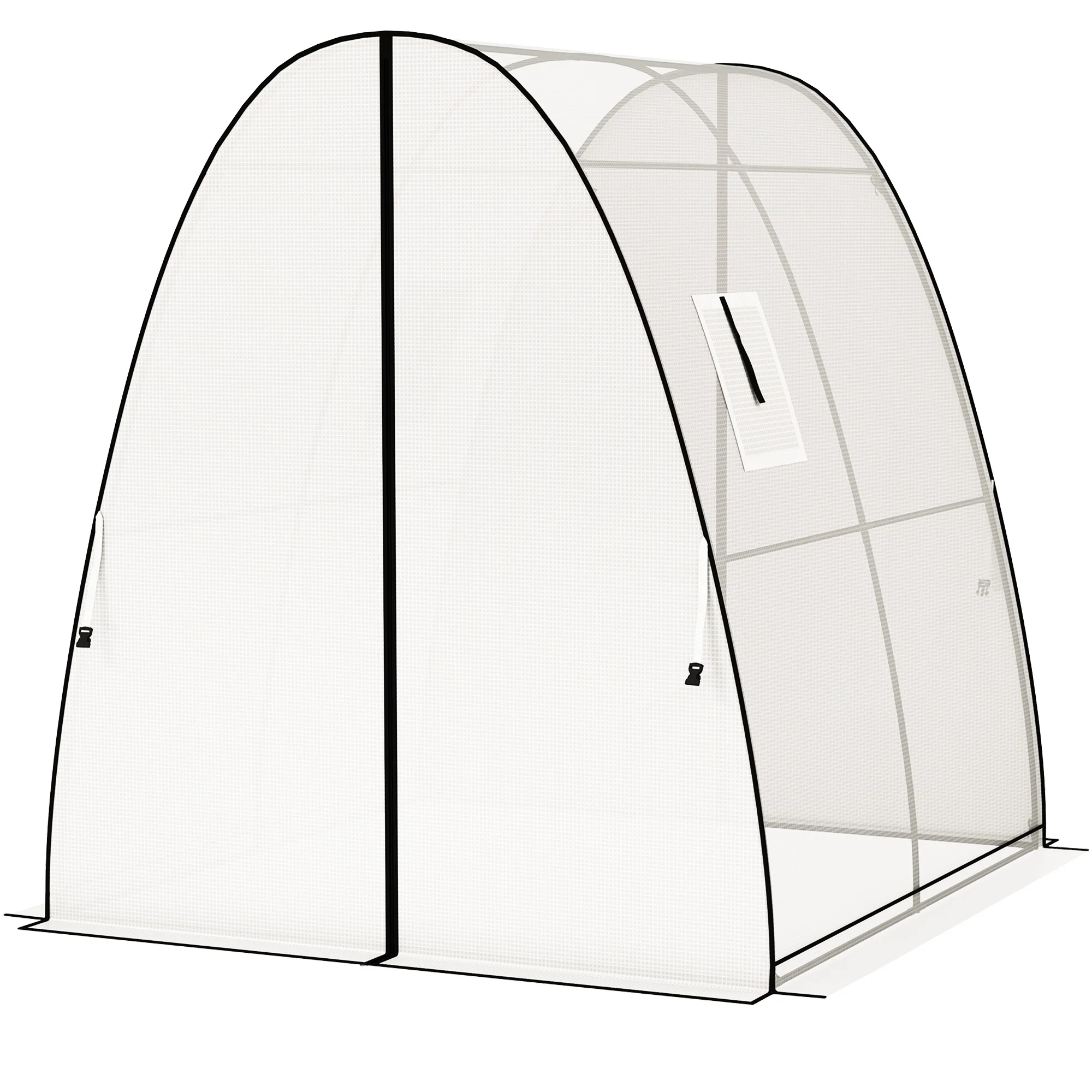 6' x 6' x 6.6' Hoop House Greenhouse with Sandbags and Cover, Tunnel Green House with 2 Doors, White - Image 2