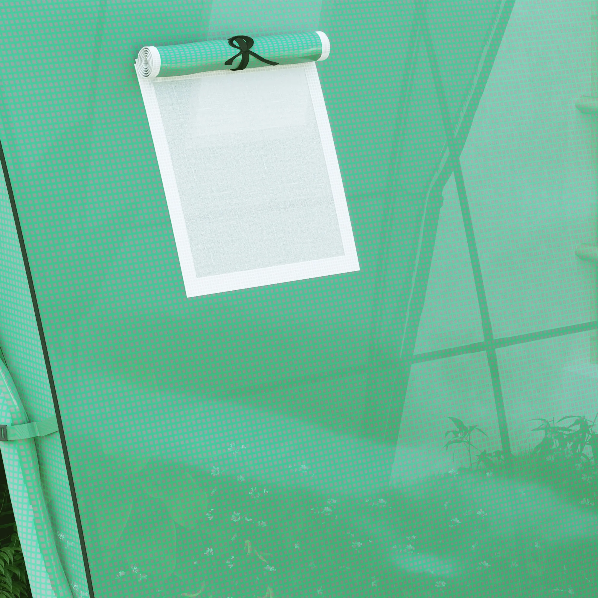 6' x 6' x 6.6' Hoop House Greenhouse with Sandbags and Cover, Tunnel Green House with 2 Doors, Green - Image 11