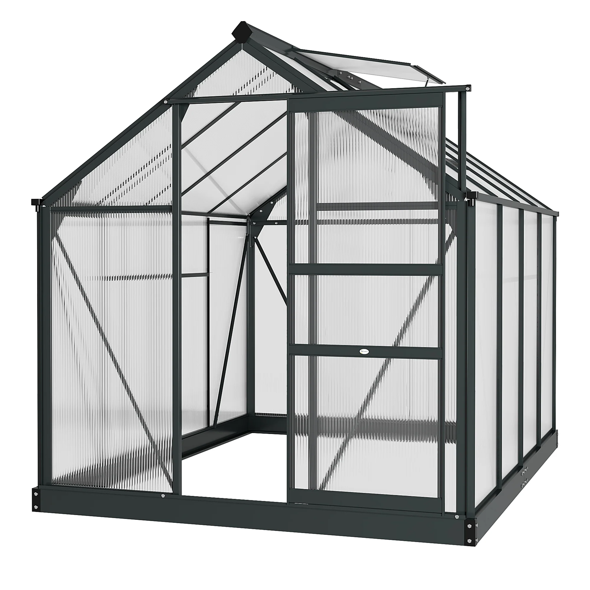 BloomGreen 6' x 8' Greenhouse with Rain Gutter and Roof Vent, Gray - Image 12